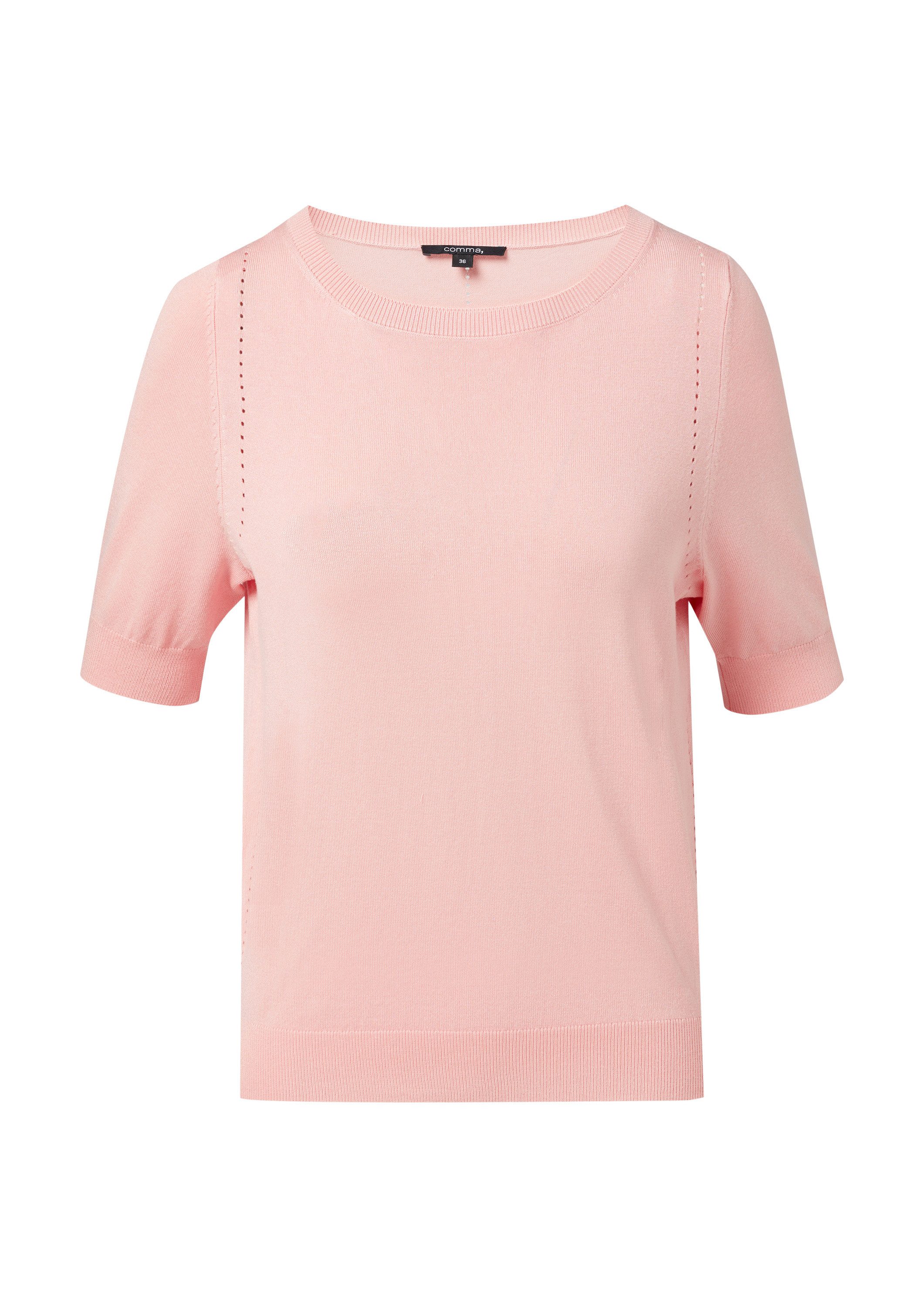 comma Kurzarmpullover Strickpullover Feinstrickpullover aus Viskosemix