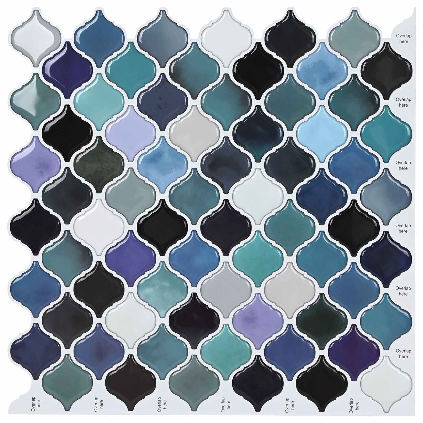 vidaXL Sticker Lanturn Fliese 20 pcs Blaugrün 27 x 27 cm Polyurethan und PET, (20-tlg)