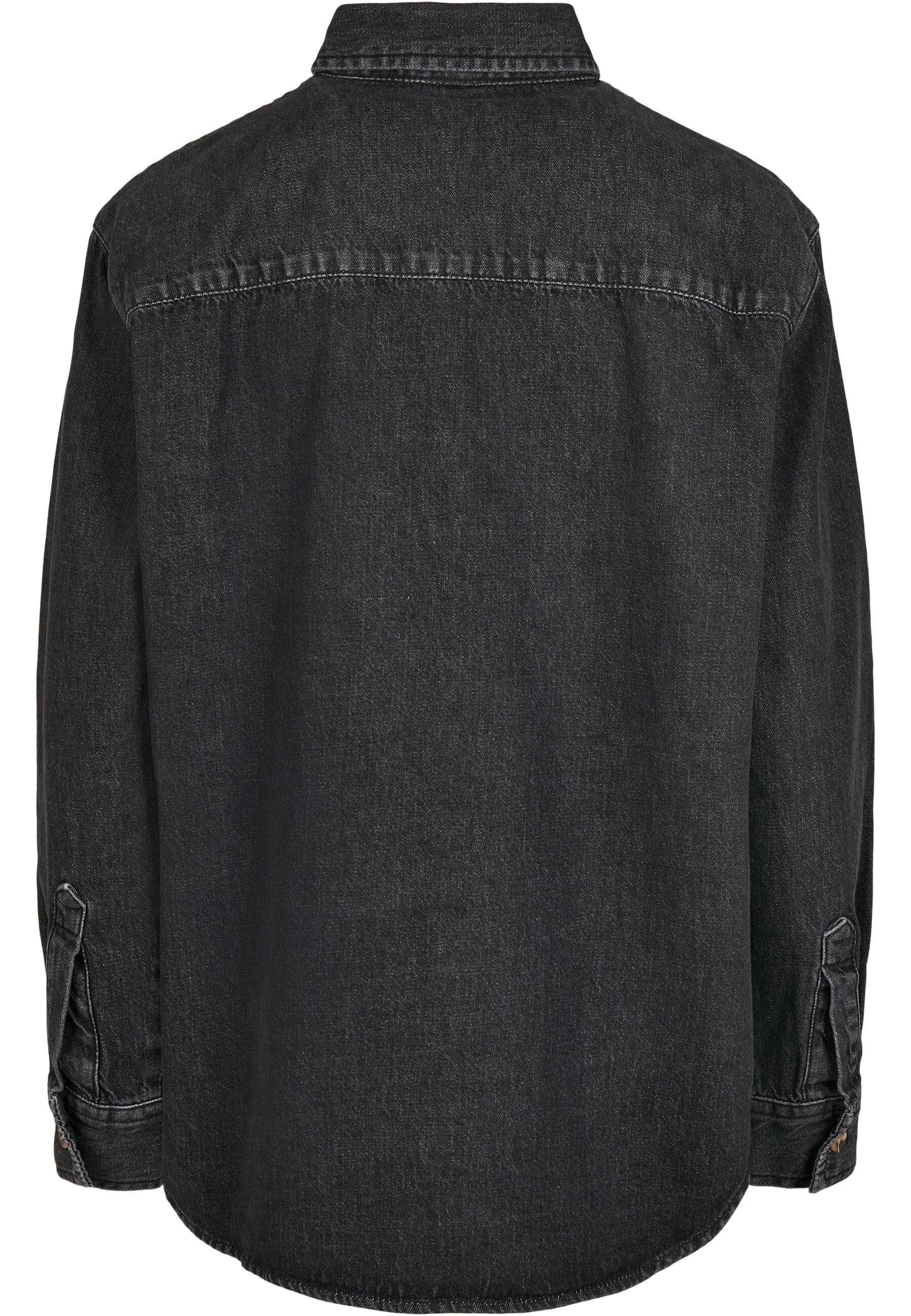 URBAN CLASSICS Klassische Bluse Damen black Shirt washed stone Oversized Denim Ladies