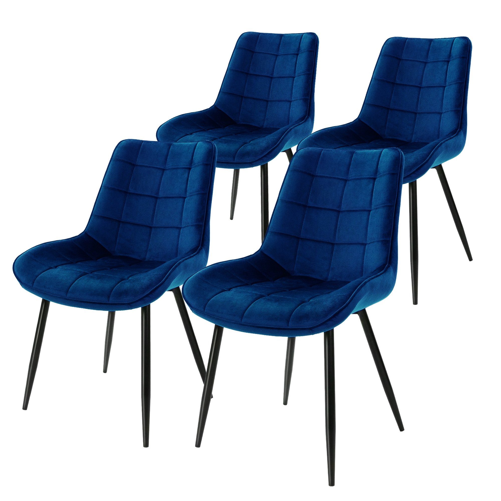 ML-DESIGN Stuhl 4er Set Esszimmerstühle Wohnzimmerstühle Samt Polsterstuhl Dunkelblau
