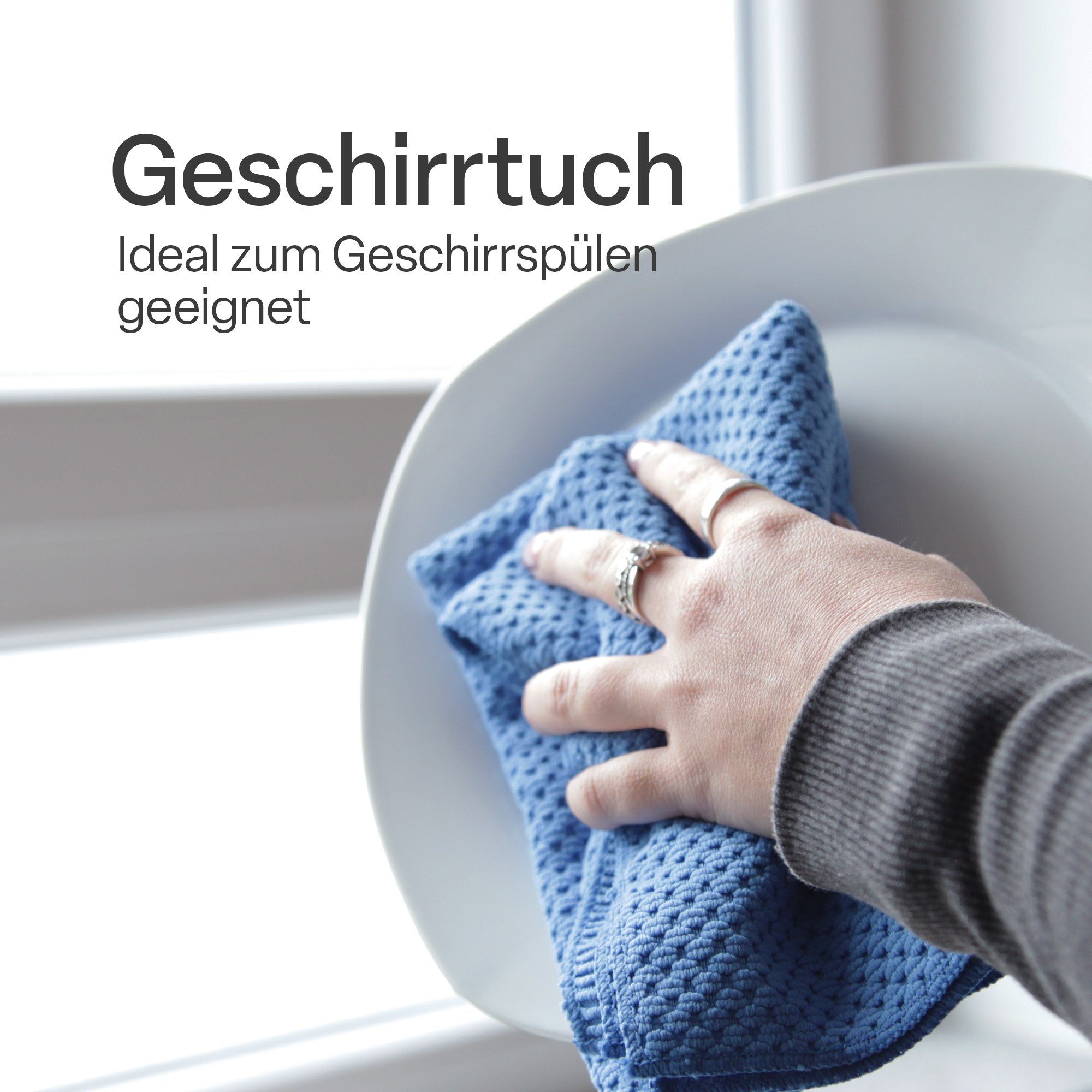 Bestlivings 20315 Geschirrtuch - Hoch 45x65 Blau 2-tlg., hochwertig - Struktur 12% Qualität) cm, - Tief (88% Mikrofasertuch 220g/m² Polyamid, Handtuch Microfasertuch Polyester Reinigungstuch