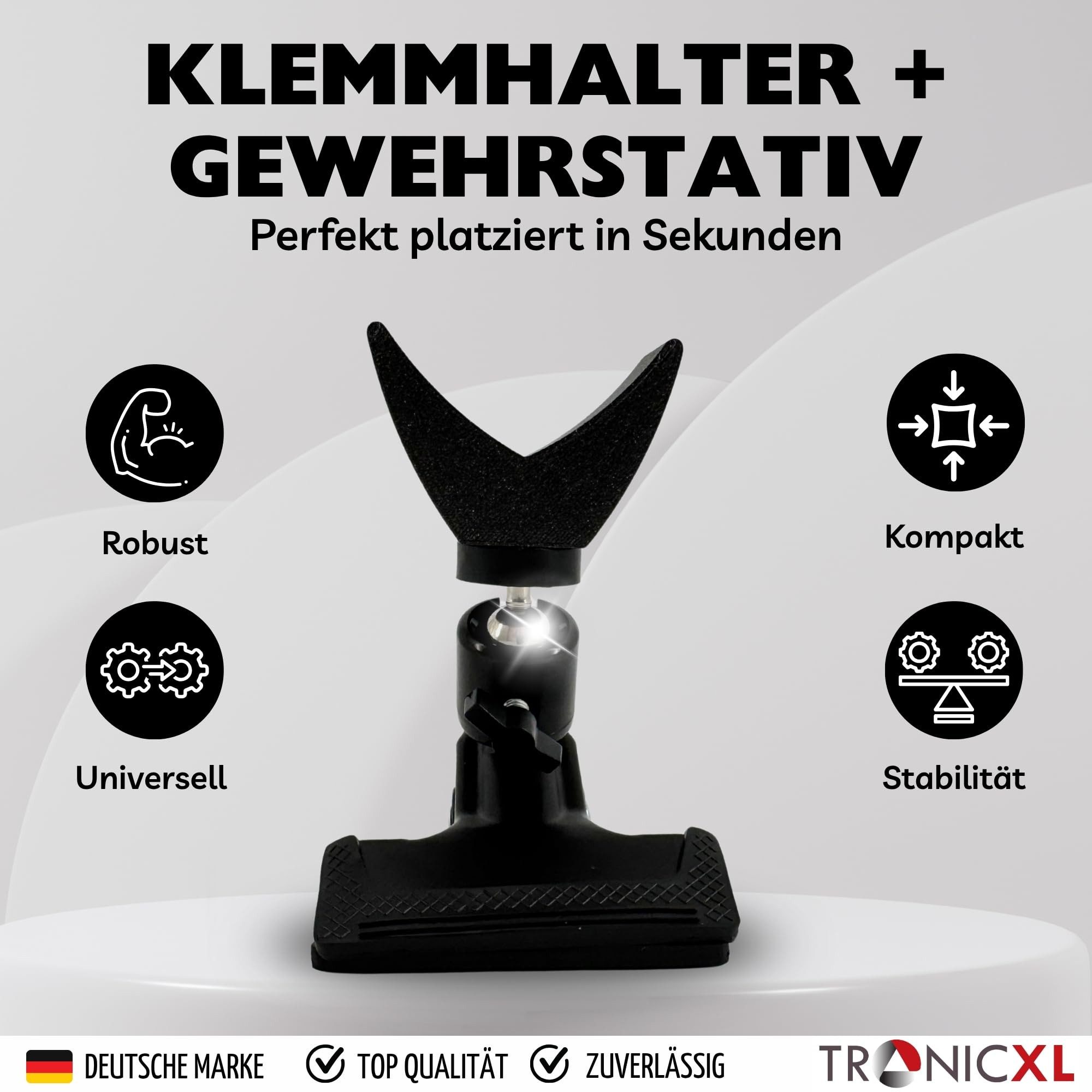 TronicXL Gewehrauflage Hochsitz Jagd Waffenauflage Schießstand Schießauflage Klemmstativ (Klemme Stativ Gewehrstativ Klemmstativ Jäger)