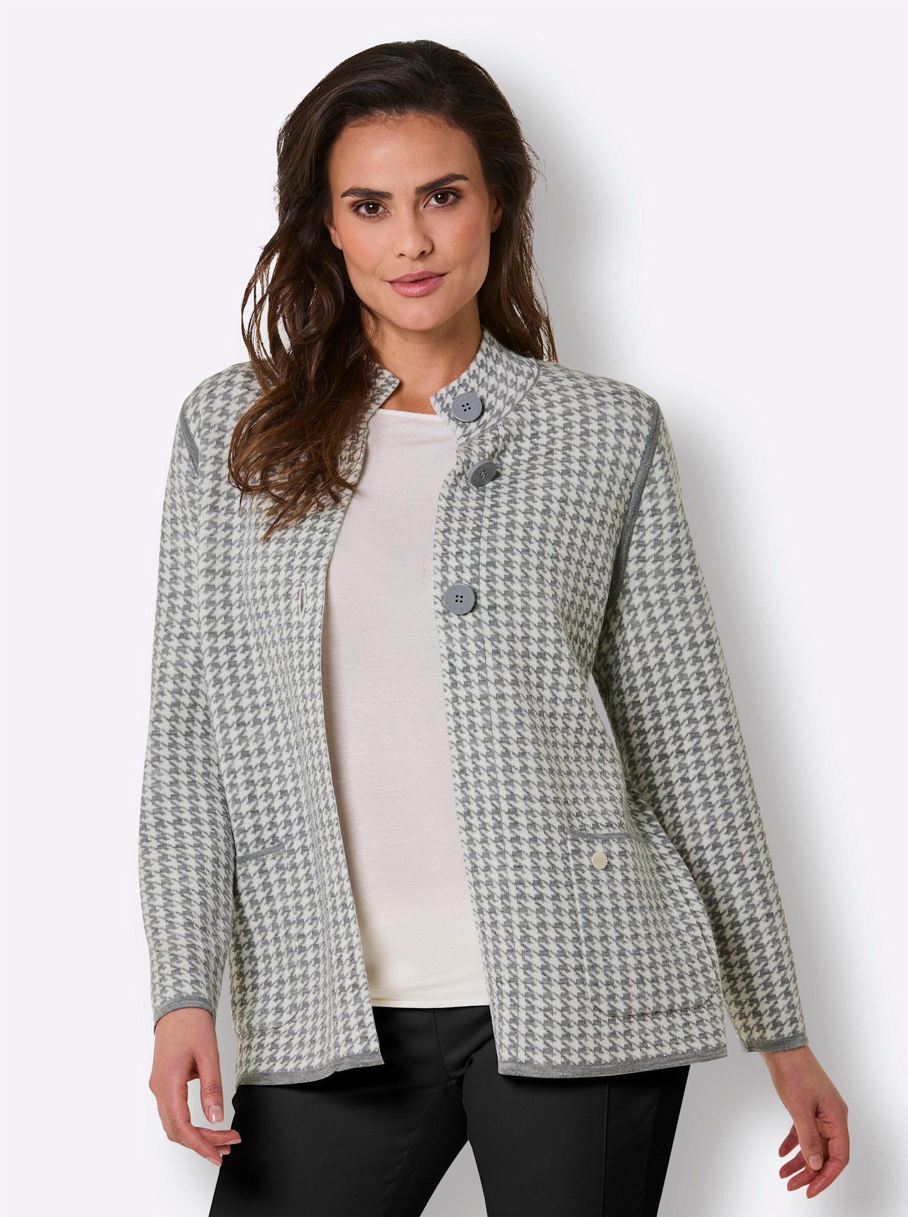 creation L Strickjacke Merino-Strickjacke Langarm Feinstrick – Bild 2 von 5