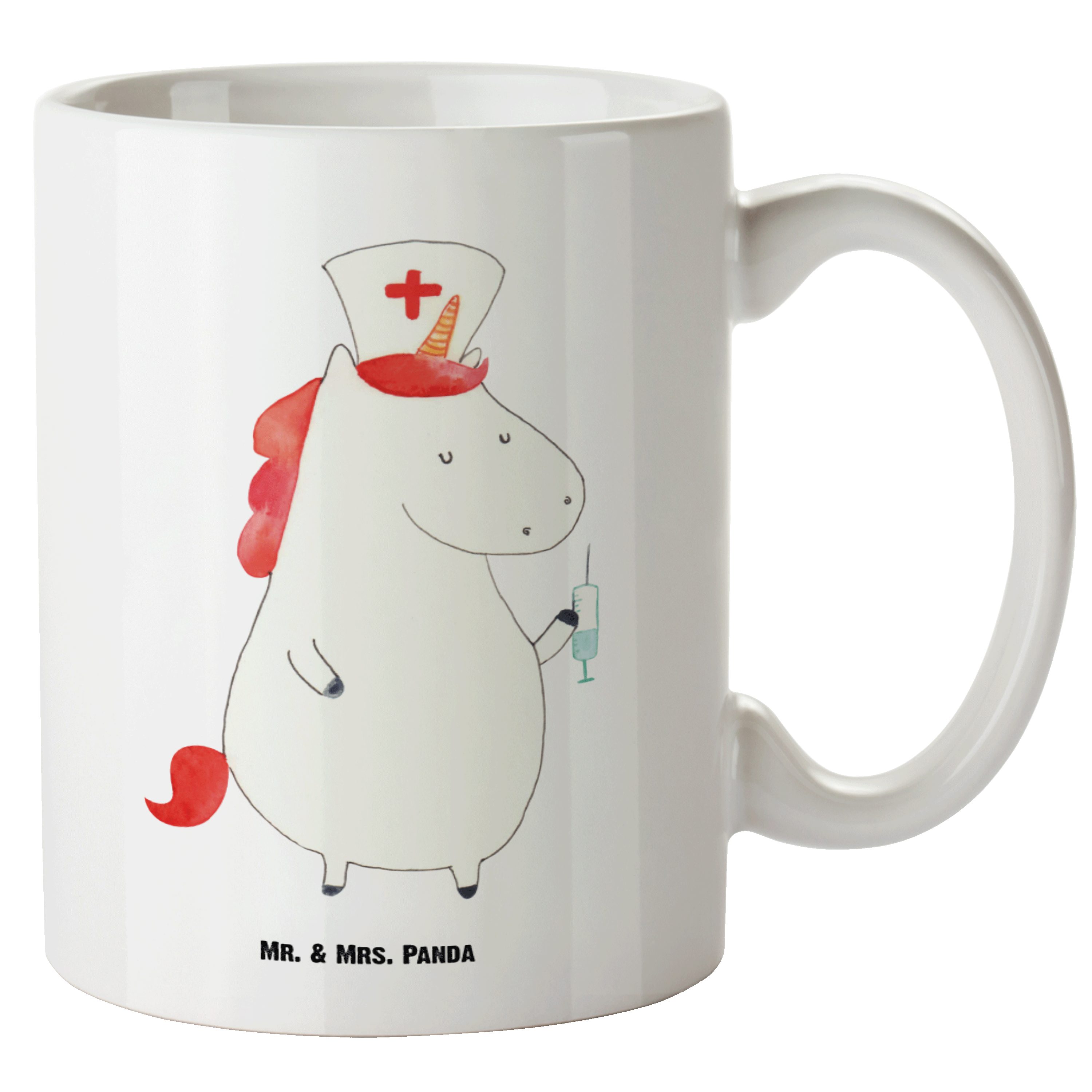 Krankenschwester Mr. Tasse - Dankesch, XL & Keramik Panda - Einhorn Tasse Geschenk, Weiß Krankenschwester Mrs.