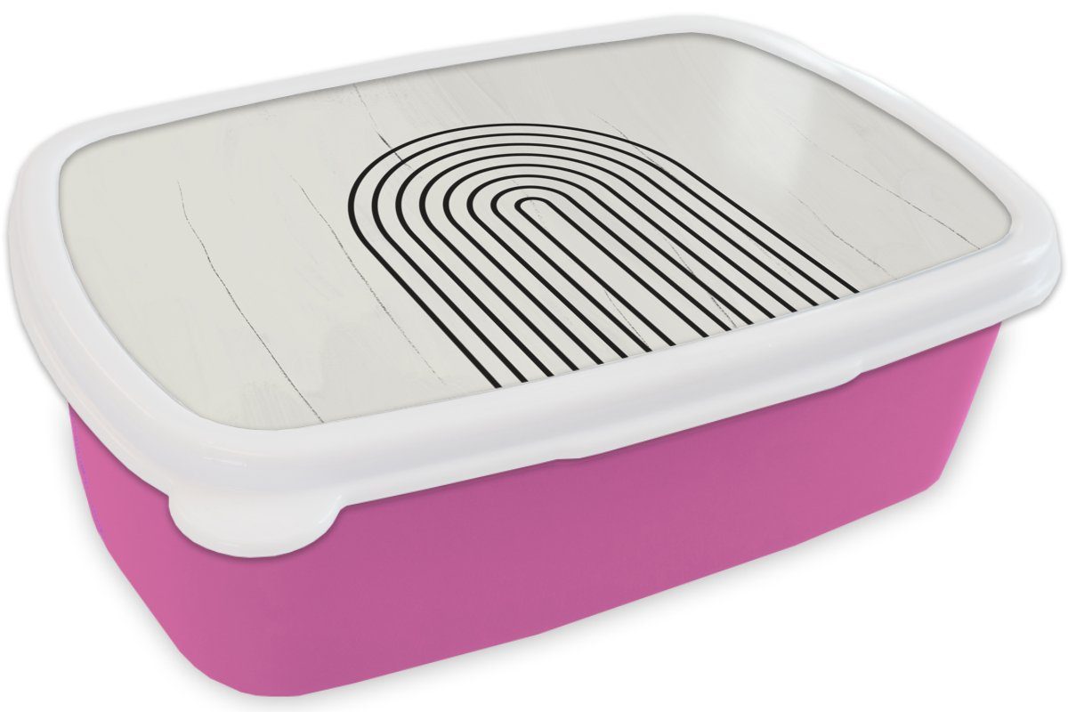 MuchoWow Lunchbox Kunst - Design - rosa Mädchen, Snackbox, für Erwachsene, Kunststoff, Brotbox Weiß, Brotdose Kunststoff (2-tlg), Kinder, Schwarz 