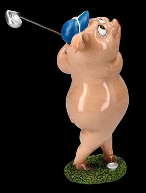 Figuren Shop GmbH Tierfigur Lustige Schweine Figur beim Golfen - lustige Dekofigur Golf Golfer