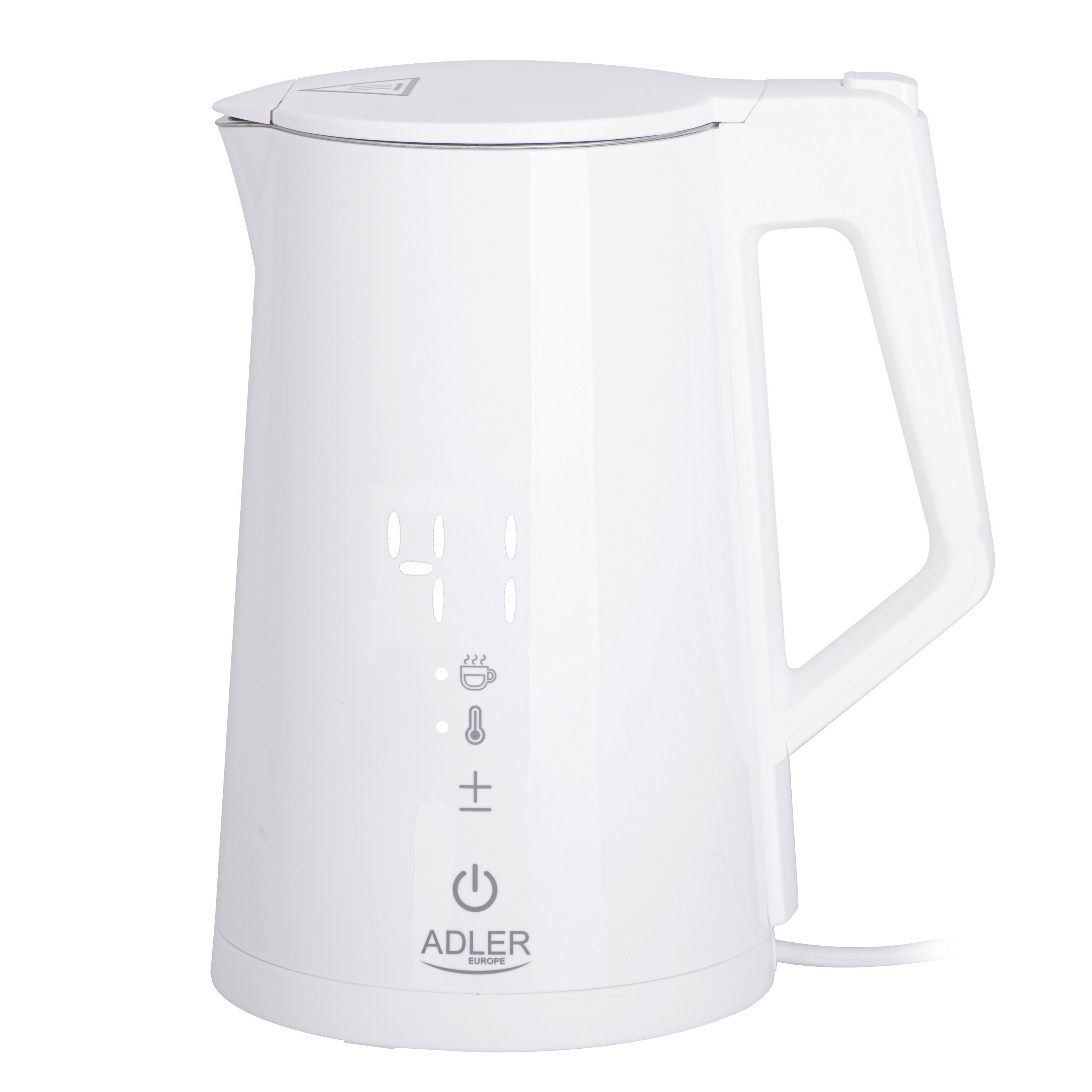 JUNG Wasserkocher ADLER AD1345W Wasserkocher mit Temperatureinstellung Digital kettle, 1,7 l, 2200,00 W, LED Touch Display Digital, 2200W, Edelstahl Kocher Cool Touch Kettle