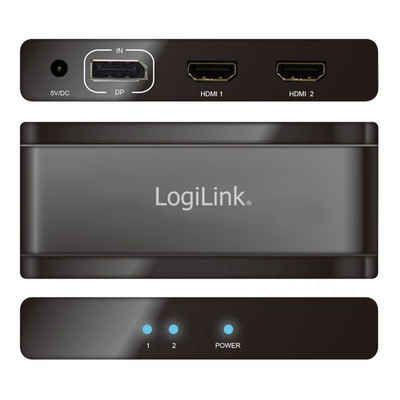 LogiLink HDMI-Splitter DisplayPort-Splitter CV0093, 4K DisplayPort 1.2 zu 2x HMDI Splitter, Switch, Ultra HD, schwarz