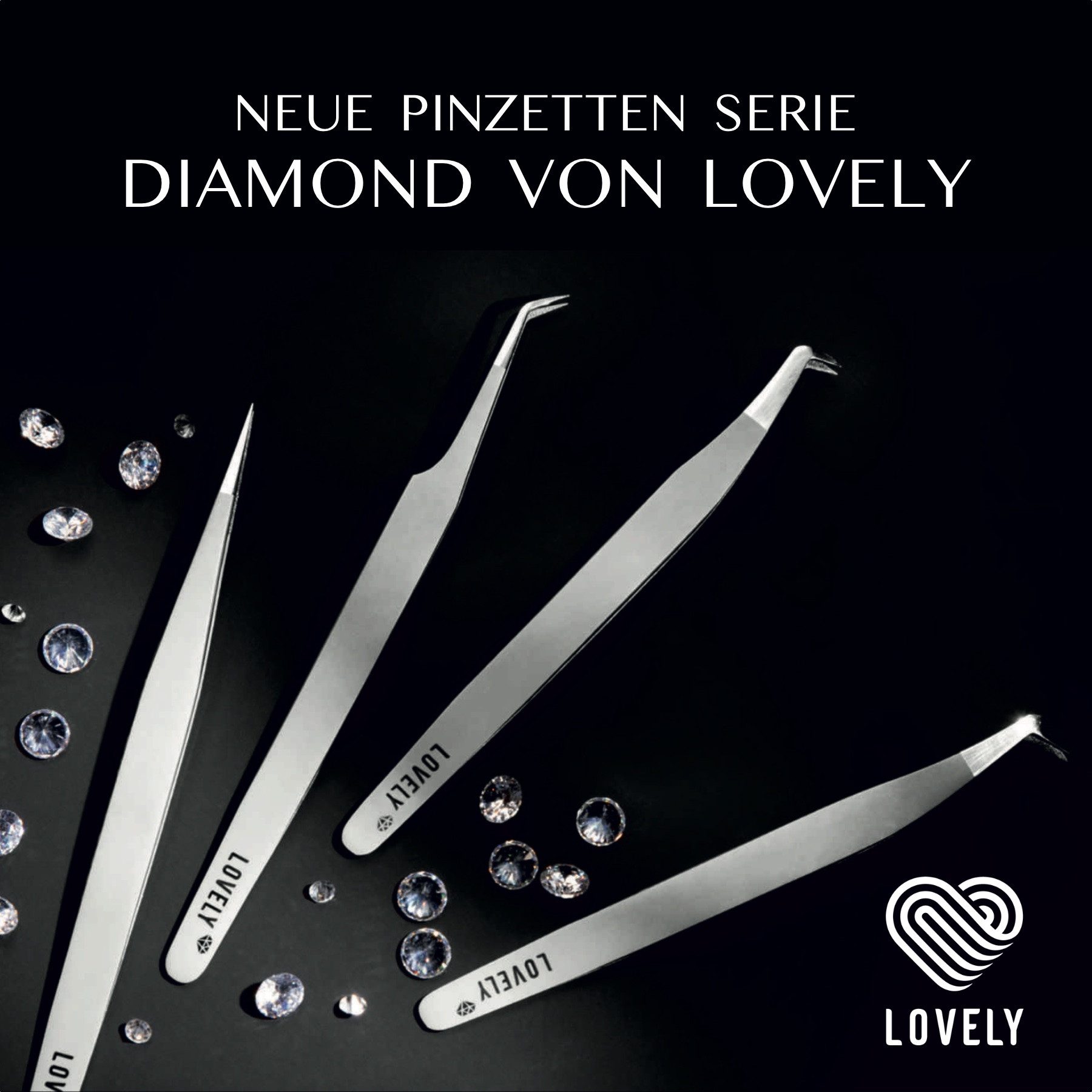 Lovely Pinzette Wimpernverlängerung Pinzette Wimpernpinzette Diamond von Lovely, Beschleunigt den Prozess der Formung und Befestigung der Fächer