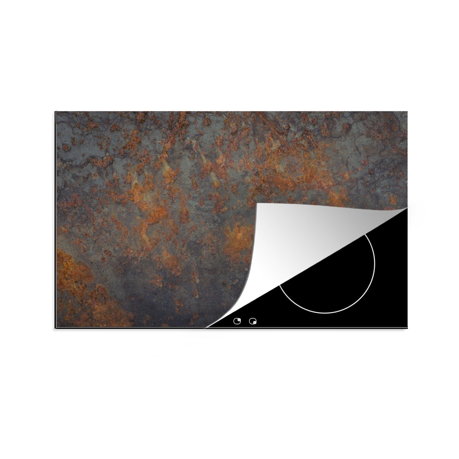 MuchoWow Herdblende-/Abdeckplatte Eisen mit rostiger Struktur, Vinyl, (1 tlg), 81x52 cm, Induktionskochfeld Schutz für die küche, Ceranfeldabdeckung