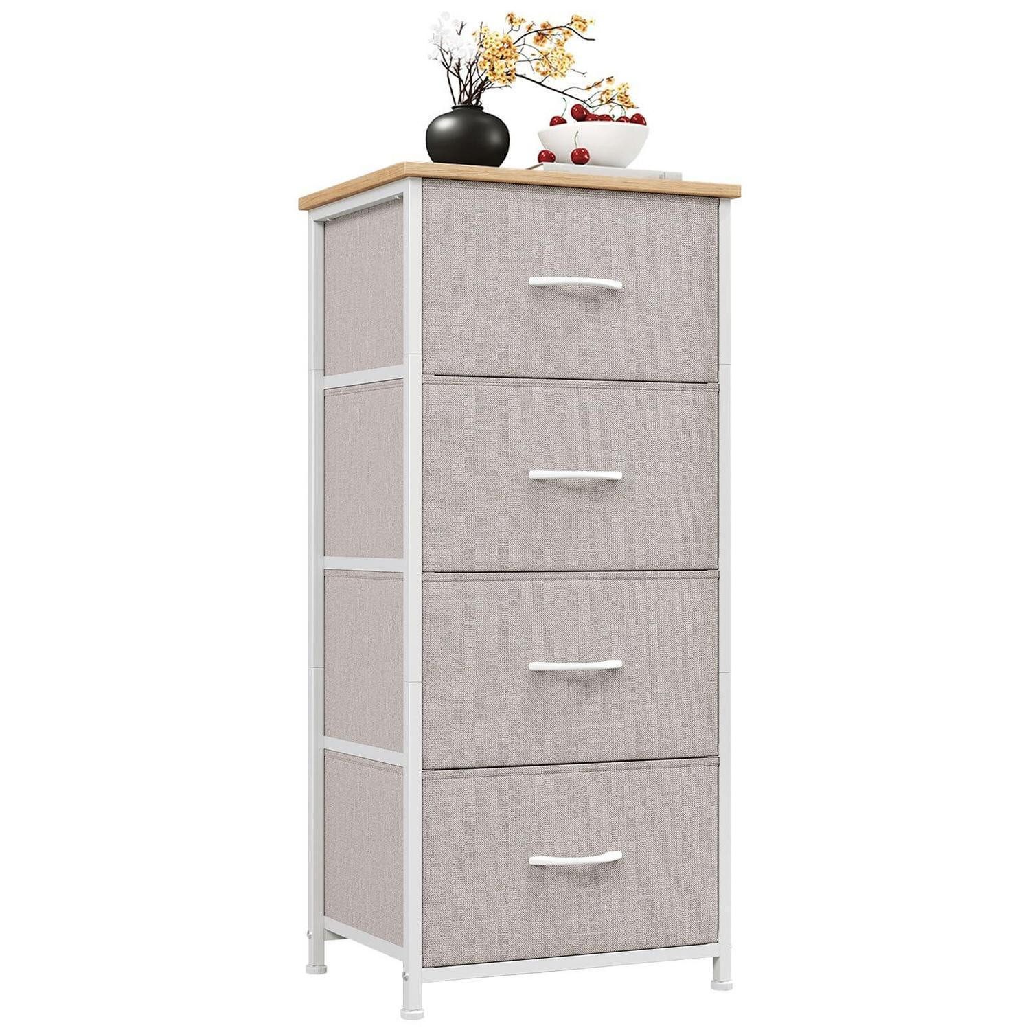 Kommode Kommode Schubladenschrank Aschgrau 30T x 42B x 93H cm (4 Schubladen)