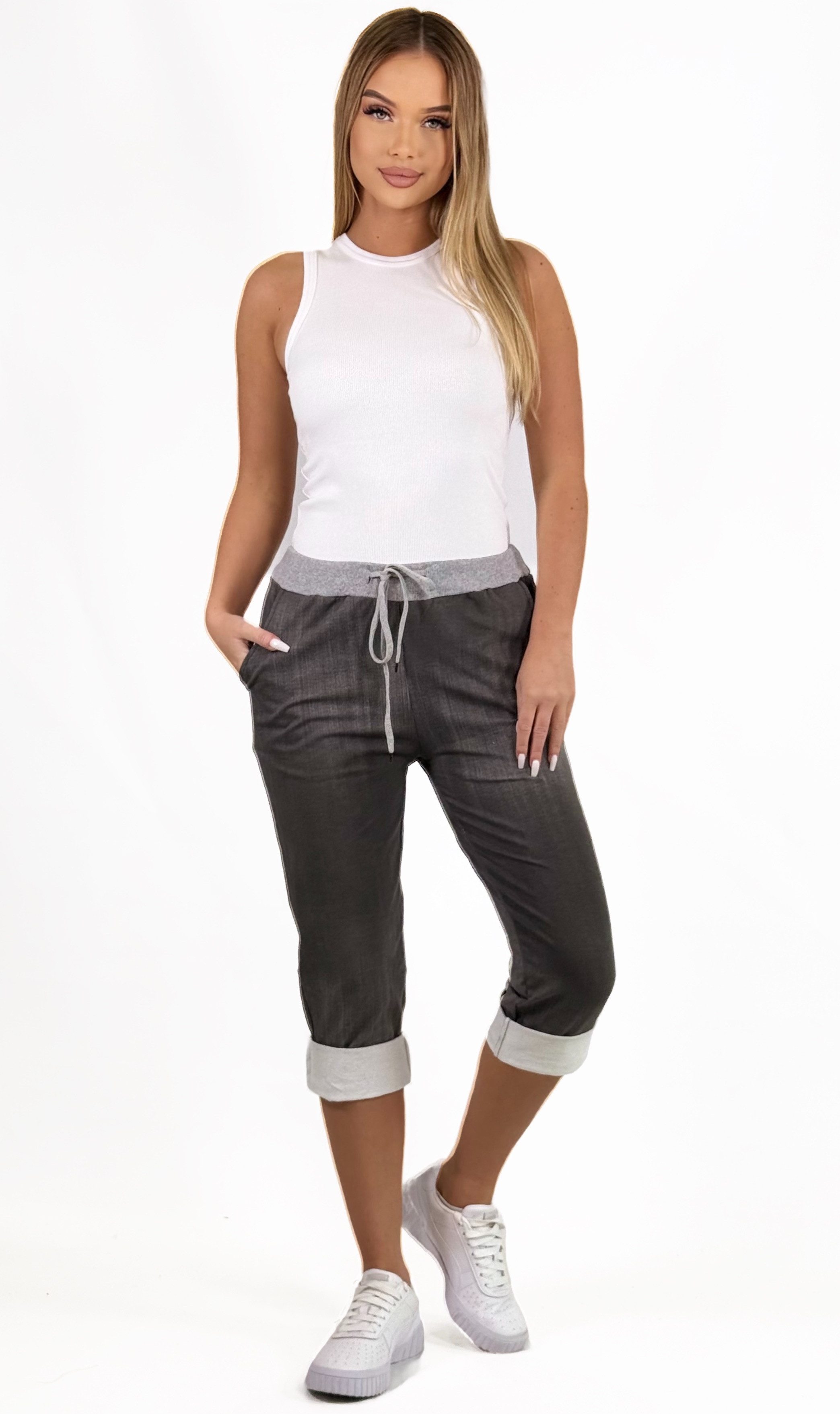 Mississhop Caprihose Damen Hose Blumen Jogginghose Capri günstig online kaufen