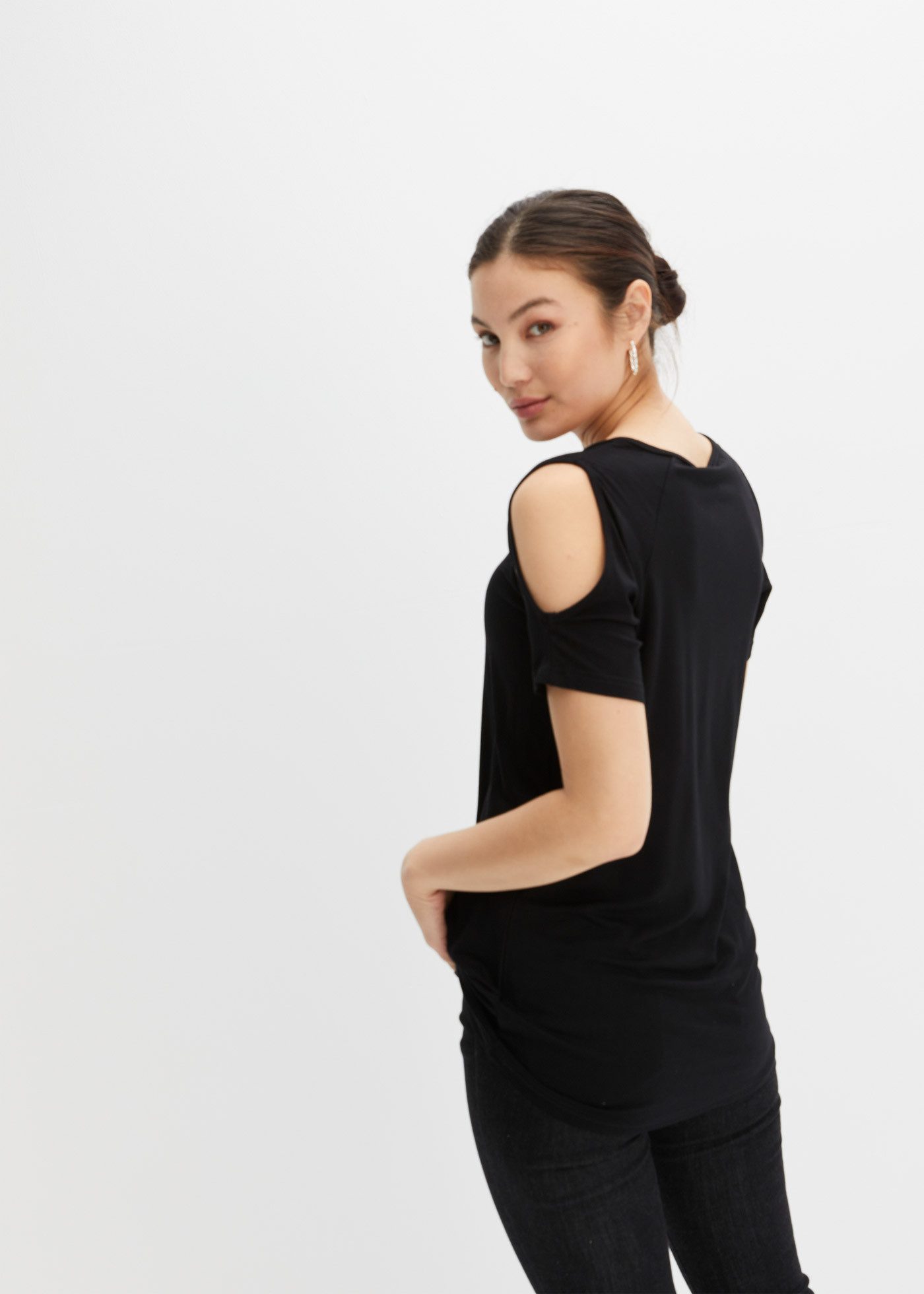 bonprix T-Shirt Slim fit Passform, Kurzarm-Design, mit Cut-Outs an den Ärmeln