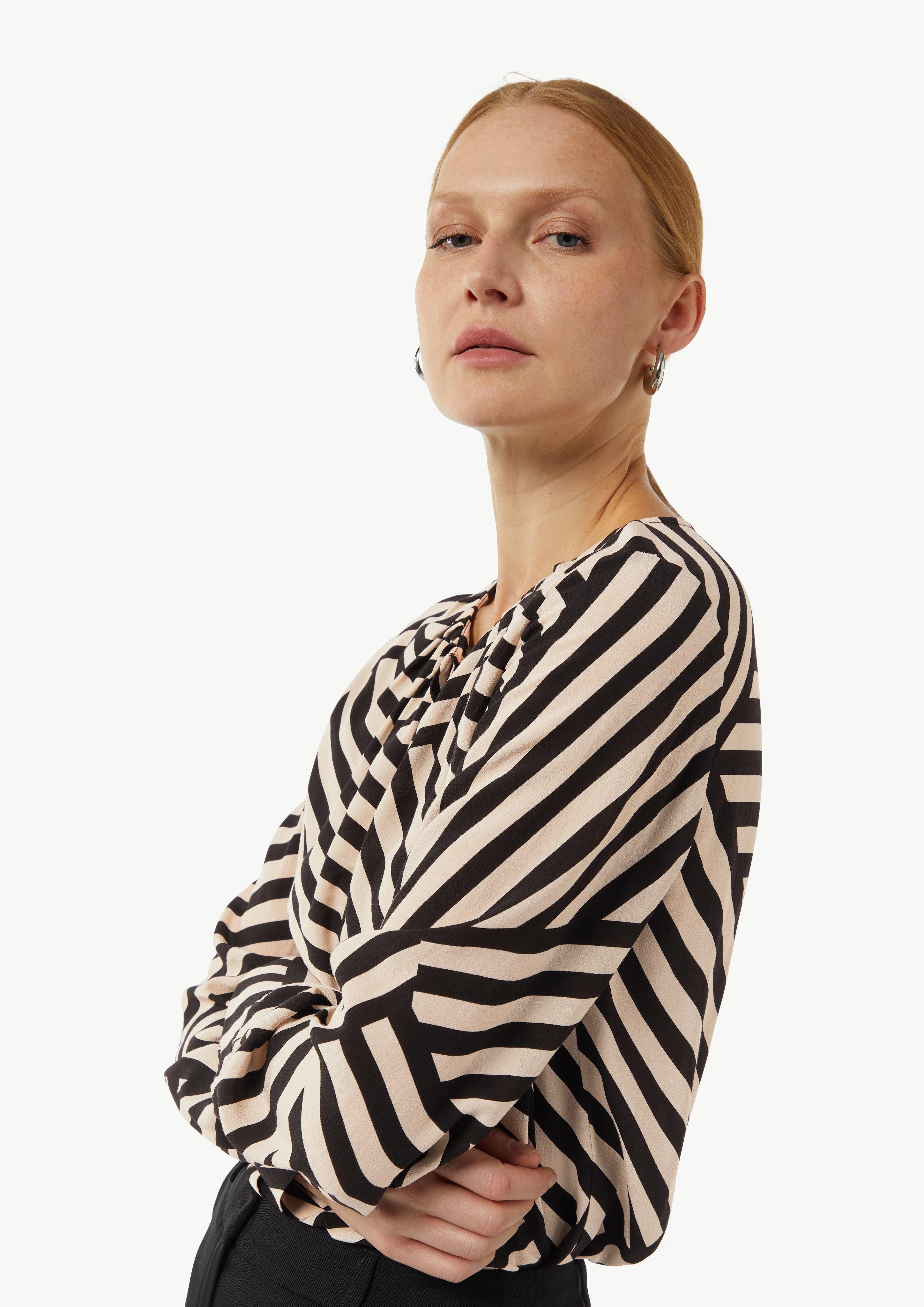 Comma Langarmbluse Crêpe-Bluse mit All-over-Print und günstig online kaufen