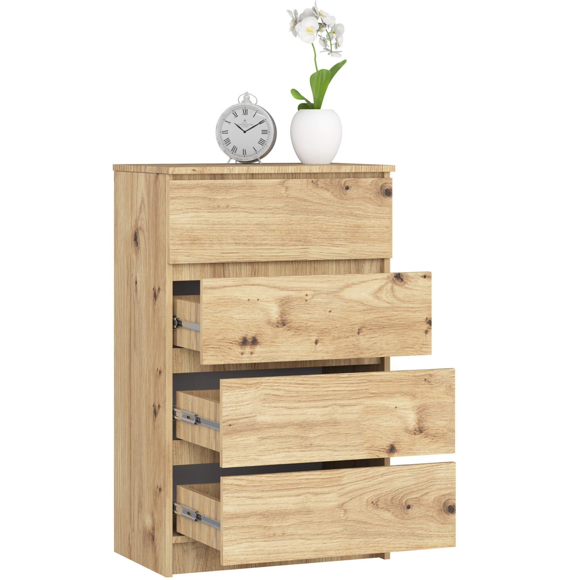 Raumhirsch Furniture Kommode mit 4 Schubladen 60 cm breit Holz Schrank, (viele Farbvarianten - Maße : 99 x 60 x 40 cm) - Hochwertig & stabil