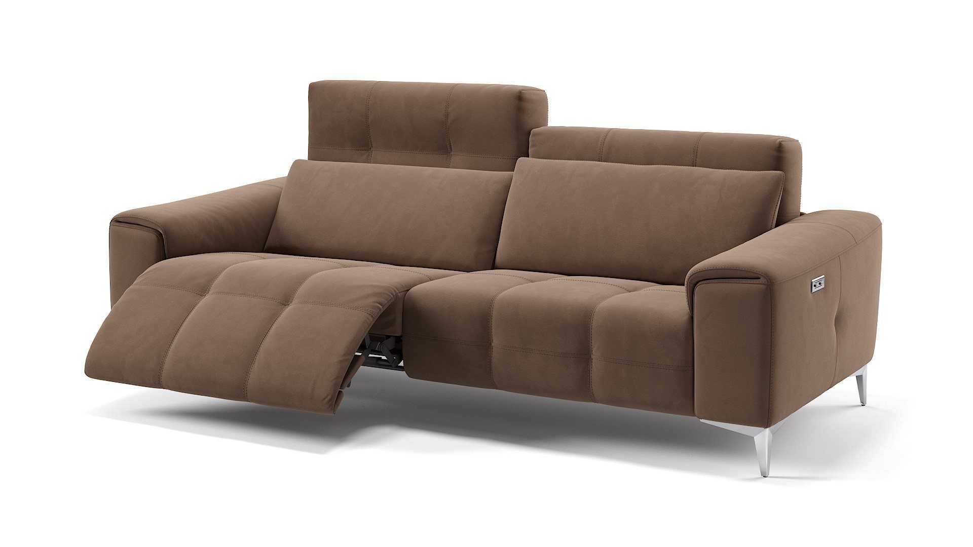 Sofanella 3-Sitzer Sofanella - Stoff 3-Sitzer Sofa SALENTO in Hellbraun S: 200 x 100 cm