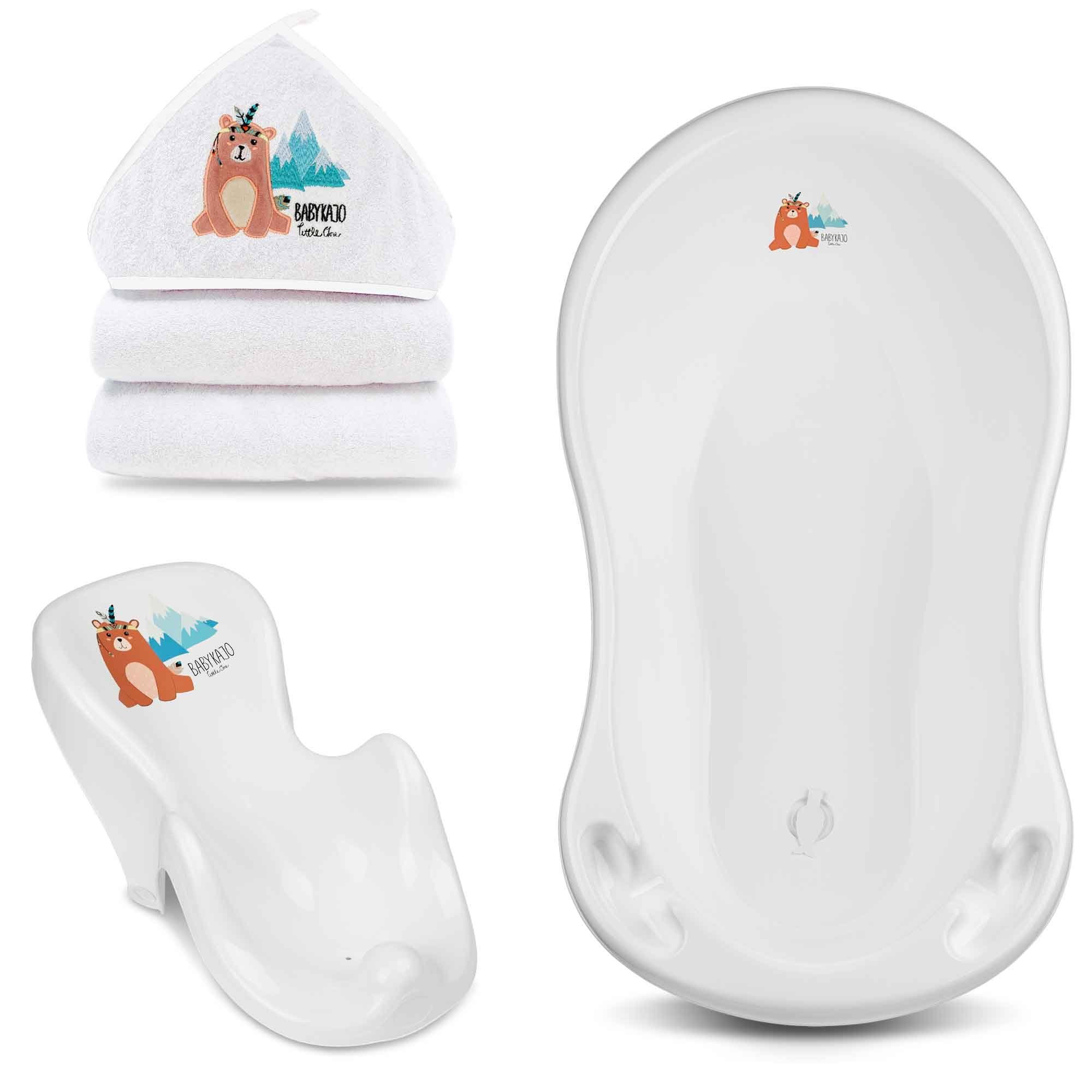 Babykajo Babybadewanne, (Set, 3-tlg), Baby Wanne, Wanneneinsatz, Kapuzenhandtuch