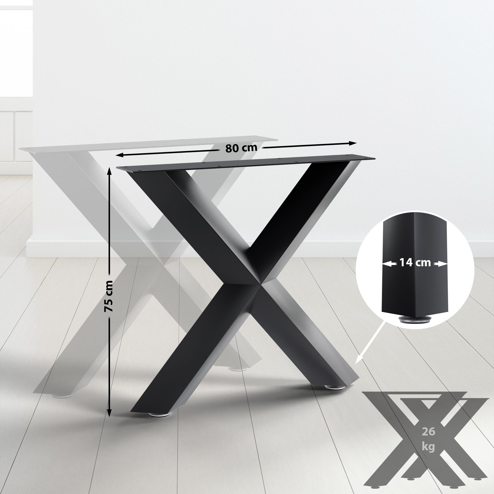 CLP Esstisch Stanton, 2 Tischkufen für einen Tisch, Metall, DIY günstig online kaufen