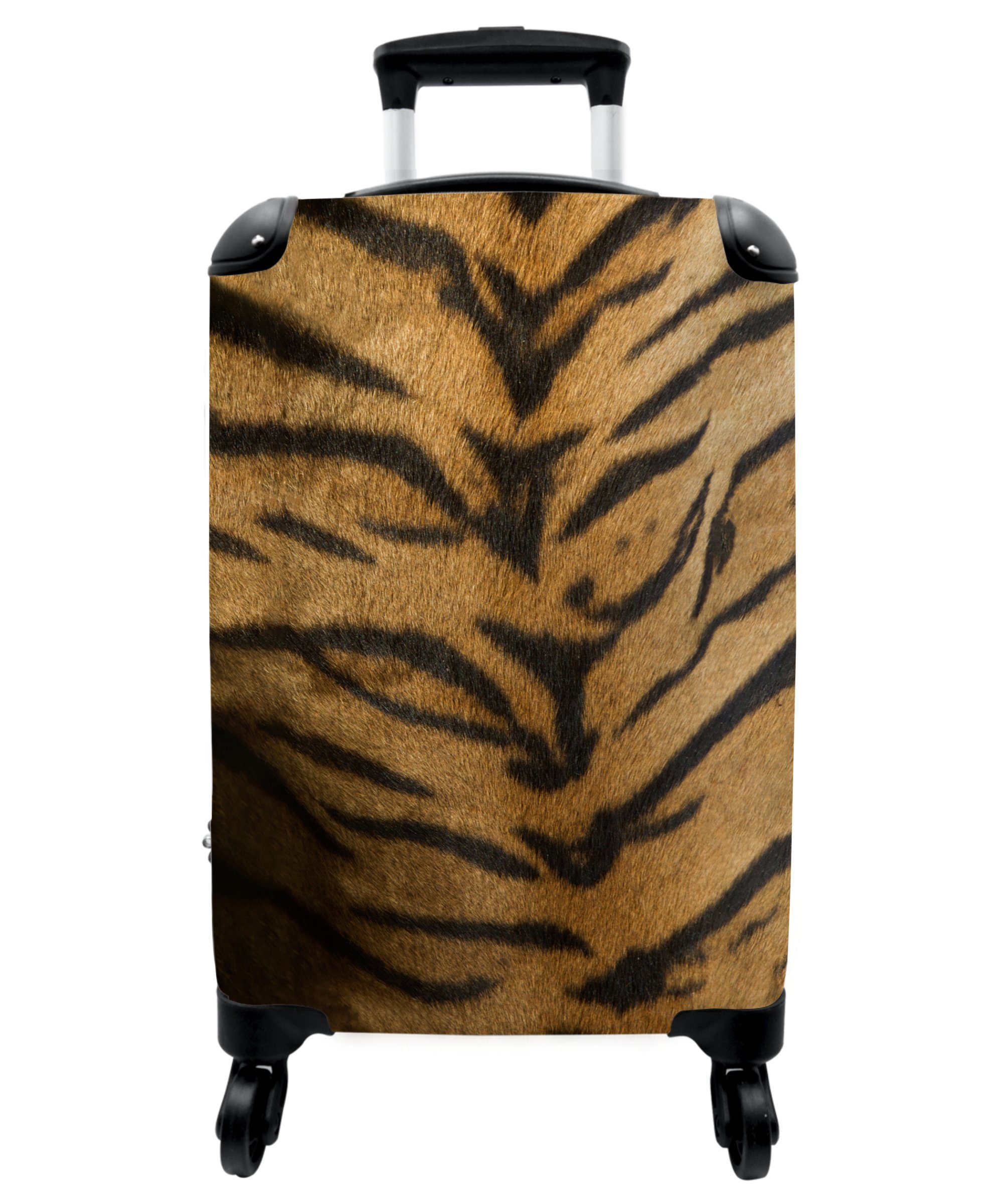 NoBoringSuitcases.com© Handgepäckkoffer 55x35x20cm Tierdruck - Tiger - Design - Tigerdruck, 4 Rollen, Handgepäck Trolley Rollkoffer Kleine Reisekoffer mit 4 Rollen - Cabin