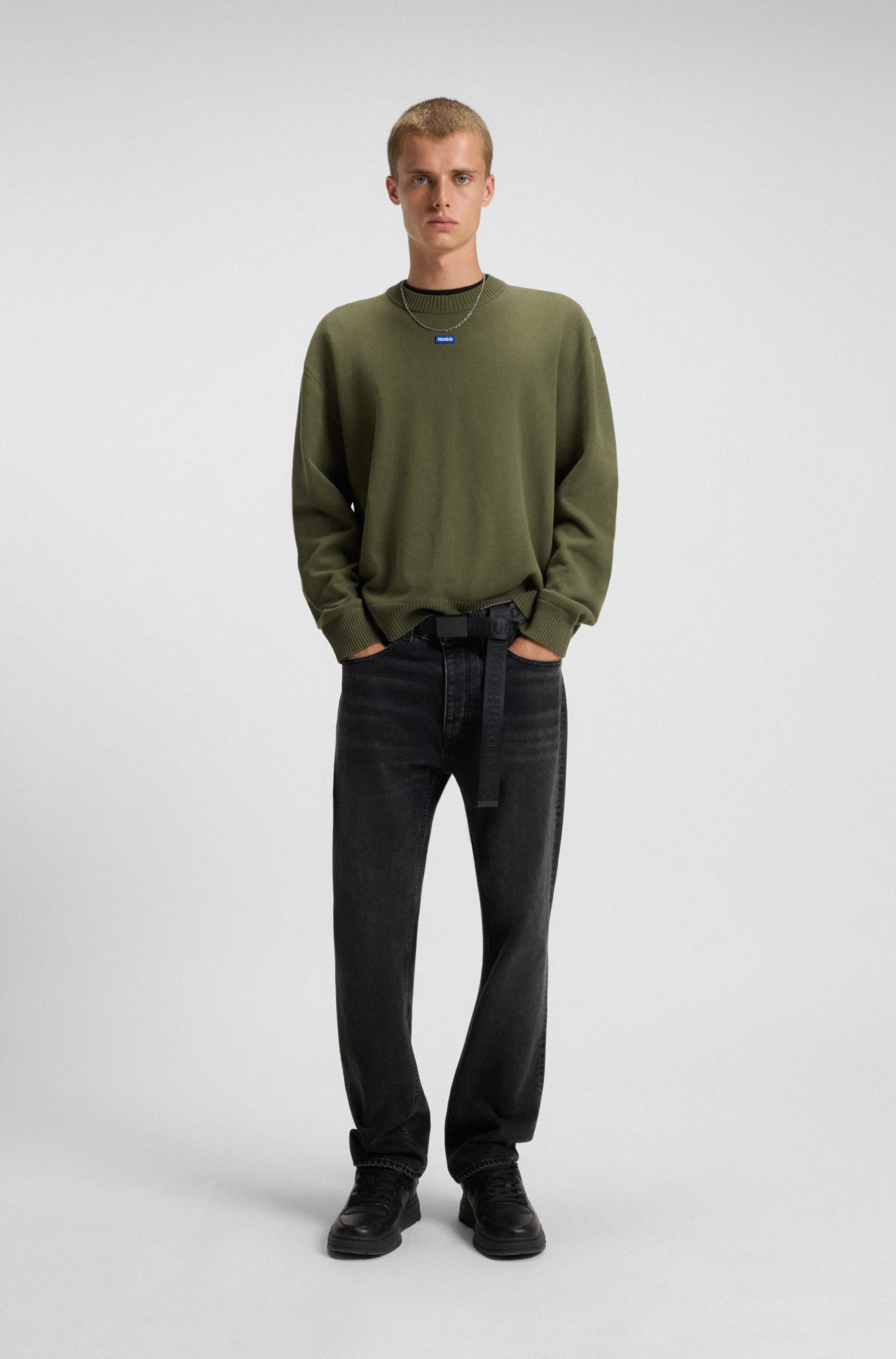 HUGO Blue Rundhalspullover San Casey relaxed fit