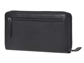 Greenburry Geldbörse "Pure Black" Leder, Portemonnaie lang, groß mit 11 Kartenfächern, für Damen, RFID Schutz