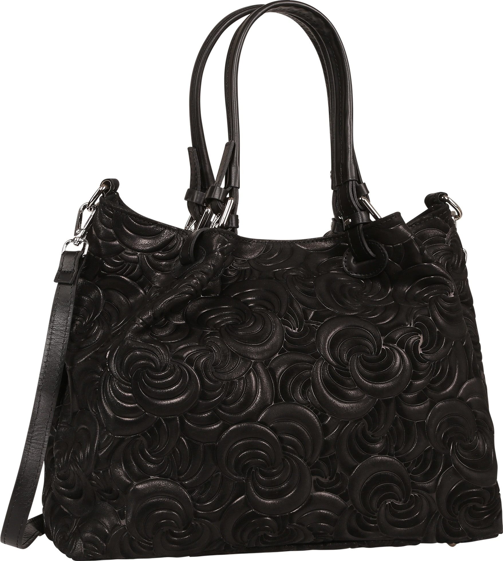 Toscanto Schultertasche Toscanto Damen Schultertasche Leder (Schultertasche), Damen Leder Schultertasche, schwarz ca. 36cm