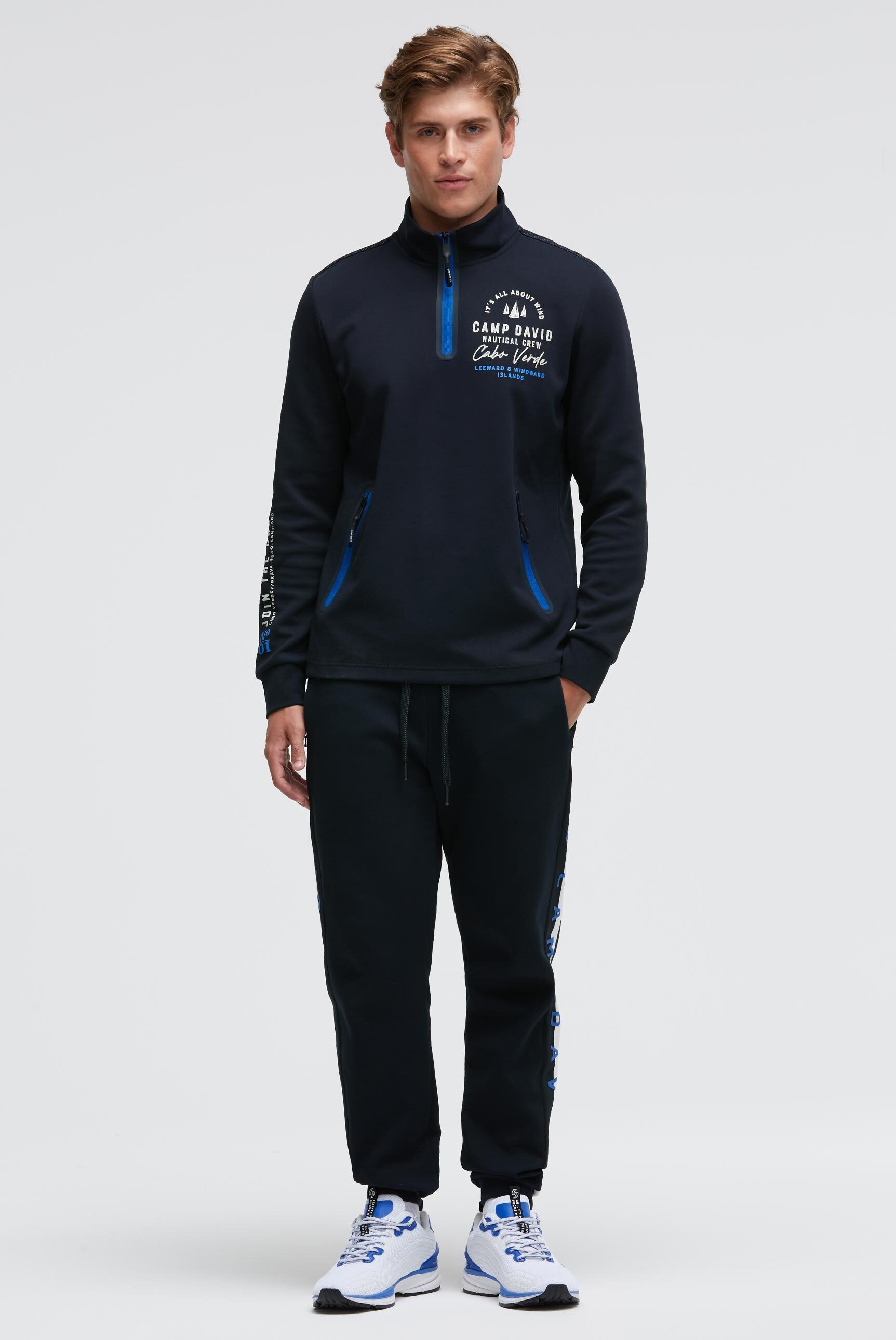 CAMP DAVID Sweater mit Reißverschluss-Taschen