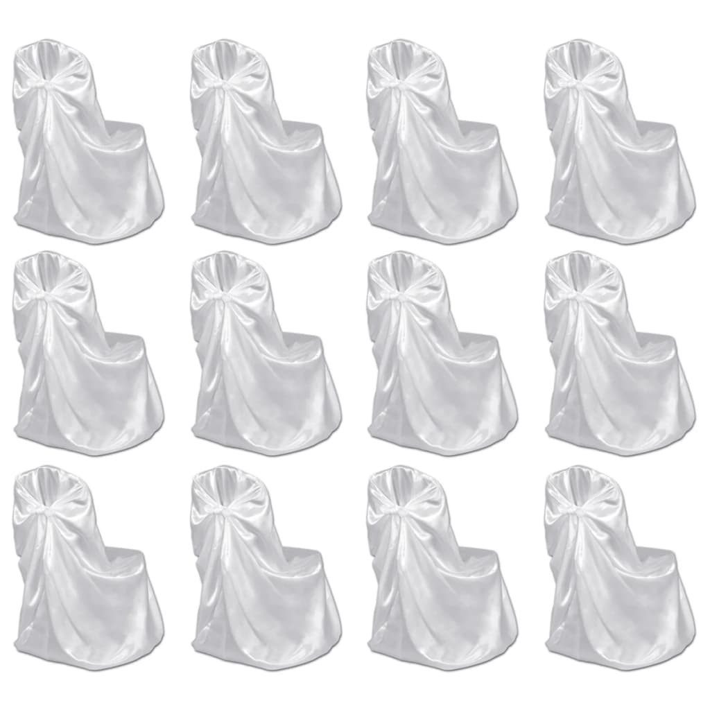 vidaXL Hussen-Set Stuhlhussen für Hochzeit Bankett 12 Stk. Weiß