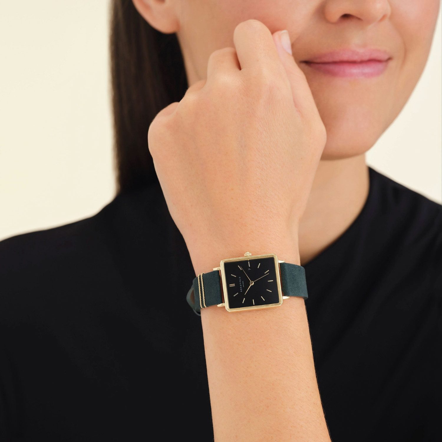 ROSEFIELD Quarzuhr Quarz Boxy Waldgrün/Goldfarben günstig online kaufen