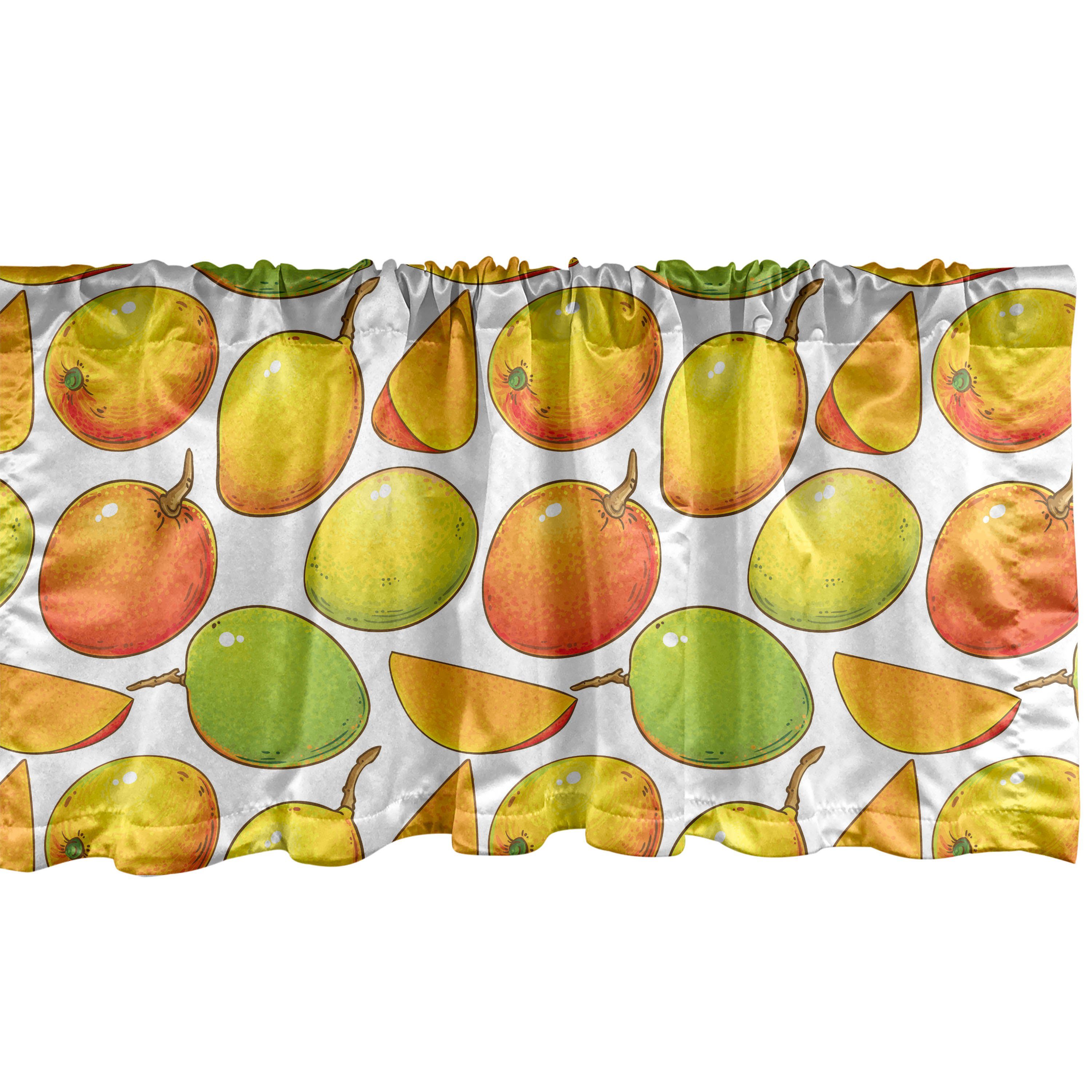 Scheibengardine Vorhang Volant für Küche Schlafzimmer Dekor mit Stangentasche, Abakuhaus, Microfaser, Mango Tropische Frucht
