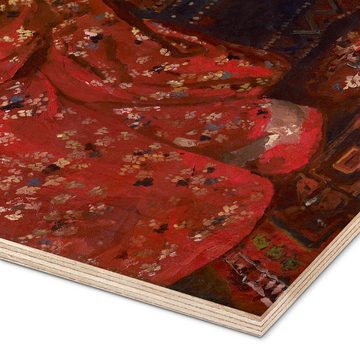 Posterlounge Holzbild Georg-Hendrik Breitner, Der rote Kimono, Orientalisches Flair Malerei