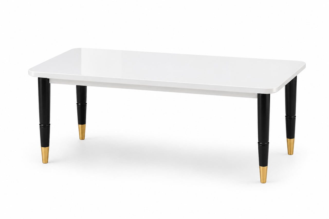 JVmoebel Couchtisch Eleganter Design Tisch Weiß Gold Beine Modern Wohnzimmer Sofort, Made in Europa