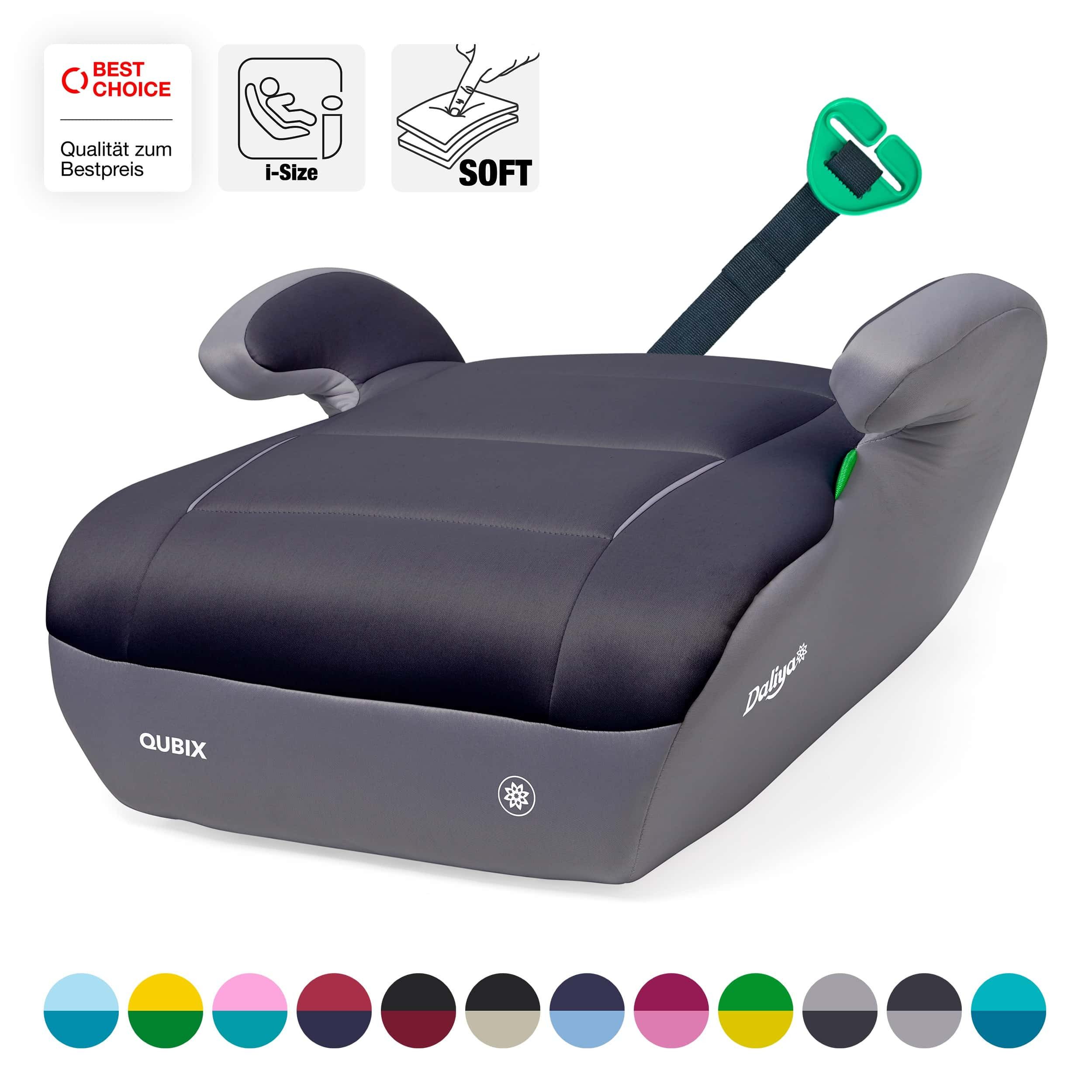 Daliya® Kindersitzerhöhung QUBIX I-Size Sitzerhöhung, Kindersitzerhöhung, Kindersitz, ab: ab 6 Jahre oder 125cm Körpergröße, bis: bis 12 Jahre oder 150cm Körpergröße, ab: 22 kg, bis: 36 kg, (Packung, 1-tlg), I-Size, Gurtfix, ergonomisch, weich, waschbarer Bezug