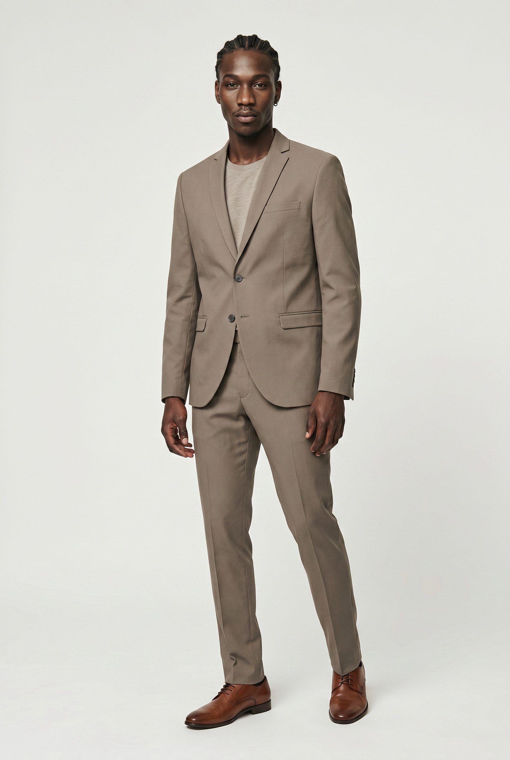 Jack & Jones Anzug JPRFRANCO Extra schmal, pflegeleicht, stilvoll mit fallendem Revers Materialmix aus Polyester, Viskose und Elasthan