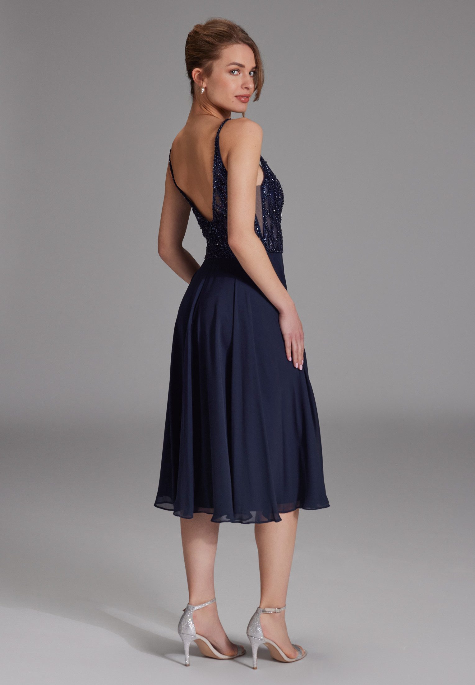 Hey Kyla Cocktailkleid - Cocktailkleid aus Materialmix Taillierter Schnitt mit ausgestelltem Rockteil