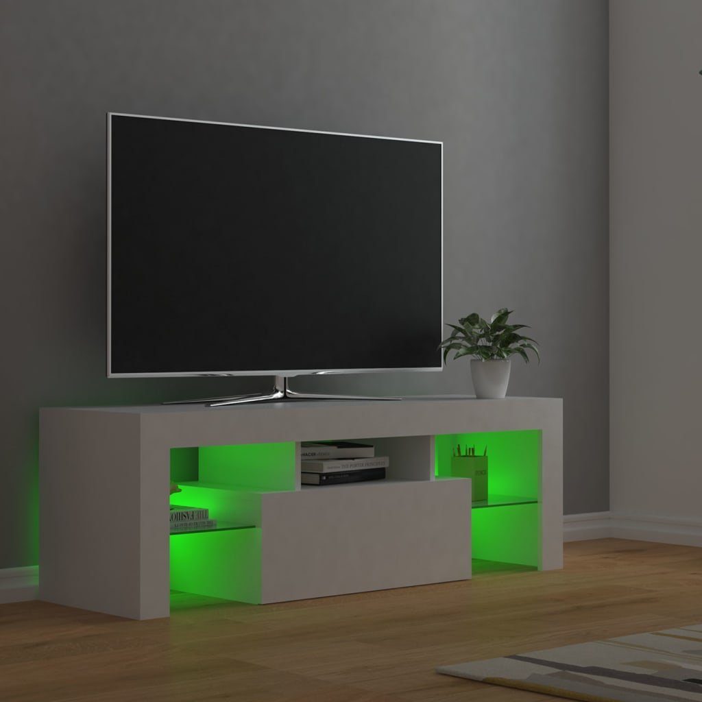 vidaXL TV-Schrank (1-St) LED-Leuchten mit cm 120x35x40 Weiß TV-Schrank