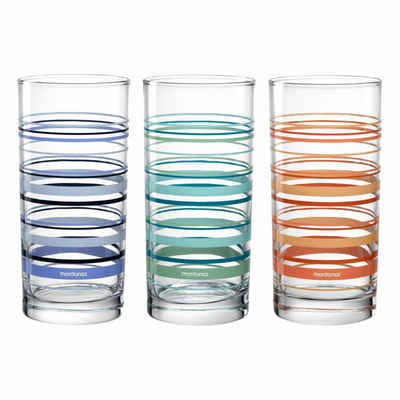 montana-Glas Becher :new stripes 3er Set, 280 ml, Kalk-Natron-Glas