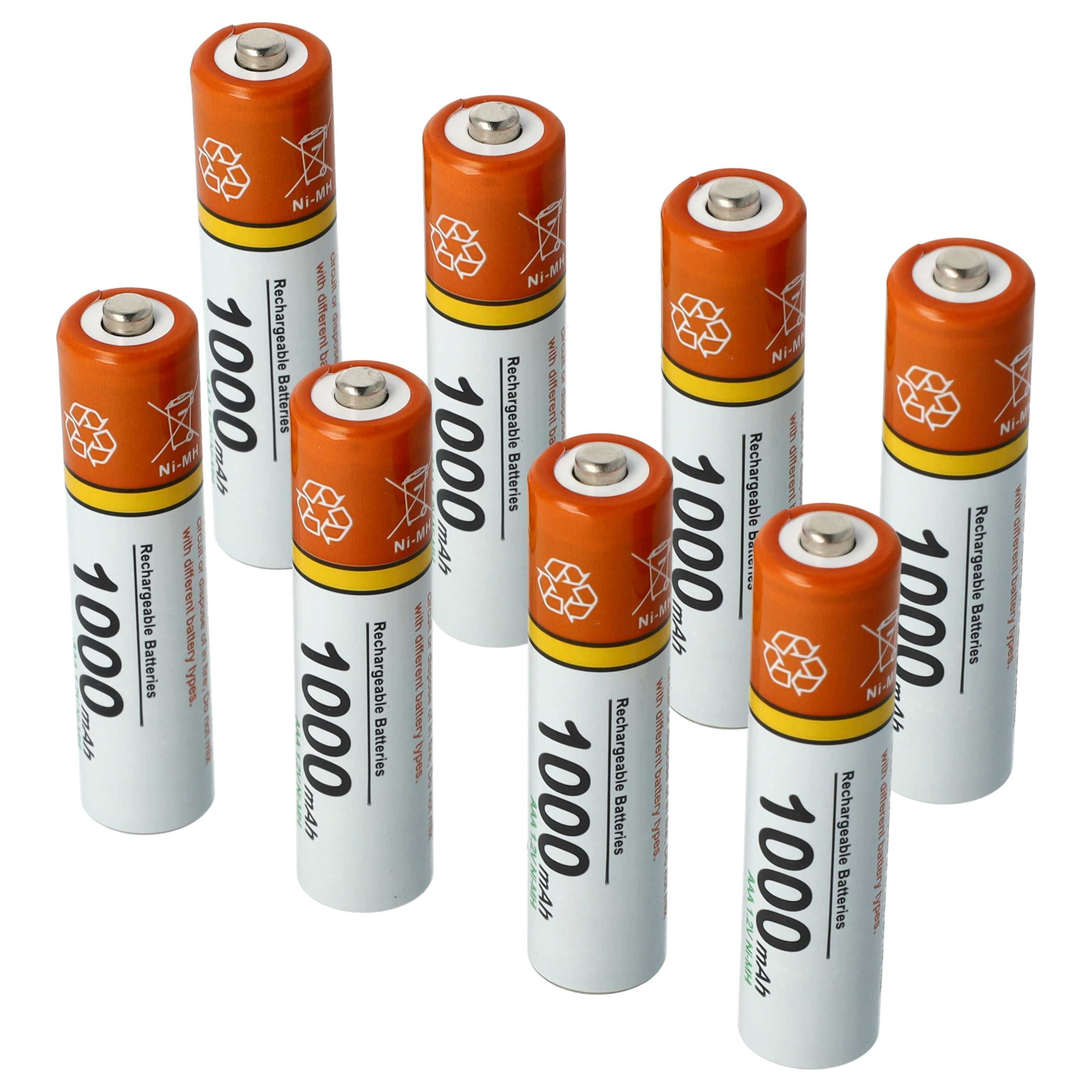 vhbw Akku passend für Philips Avent  SCD503/26 Festnetztelefon (1000 mAh, Akku Akku NiMH 1000 mAh (1,2 V, 8 St), Leistungsfähige Austausch-Akkus für Telefon, Festnetz oder schnurloses