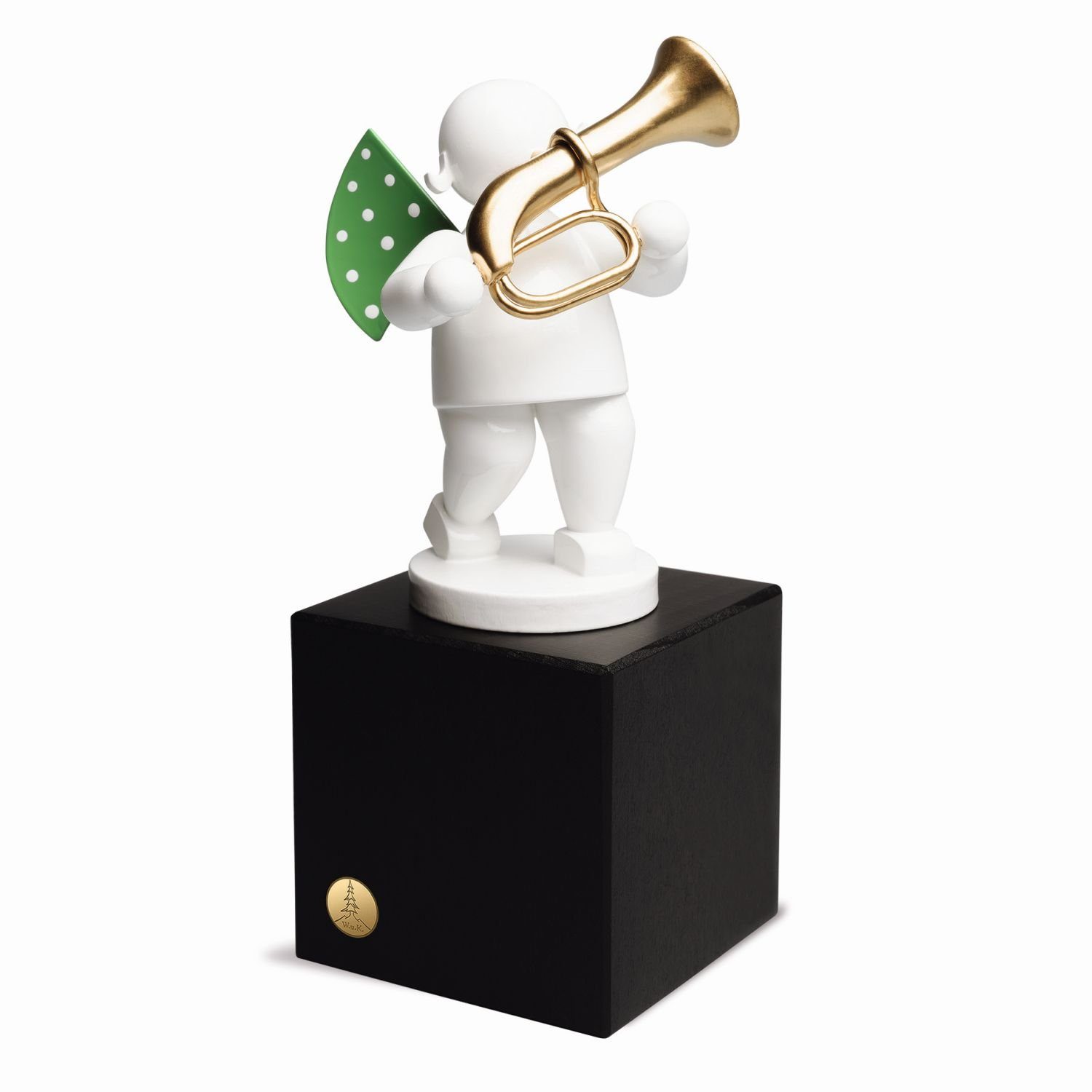 Wendt & Kühn Weihnachtsfigur Klangfarbe Weiß Engel mit Basstrompete auf Mittlerem Sockel 650/200/28