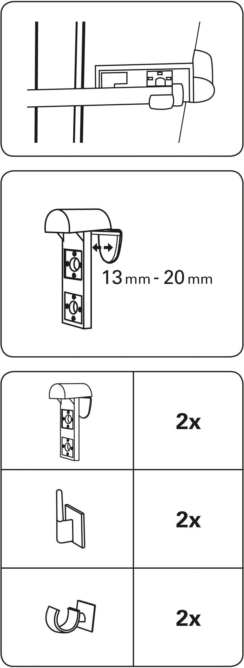 GARDINIA Klemmträger Kunststoff / Metall, (Set, 2-tlg), Zubehör Vitragestangen/Caféhausstangen – Bild 4 von 5