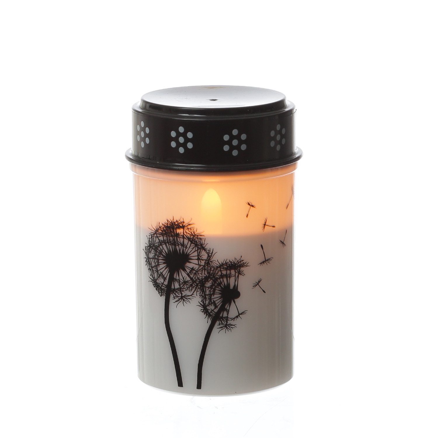 MARELIDA LED-Kerze LED Grablicht Grabkerze Pusteblume bis 2500 Std. Friedhofskerze 12cm (1-tlg)