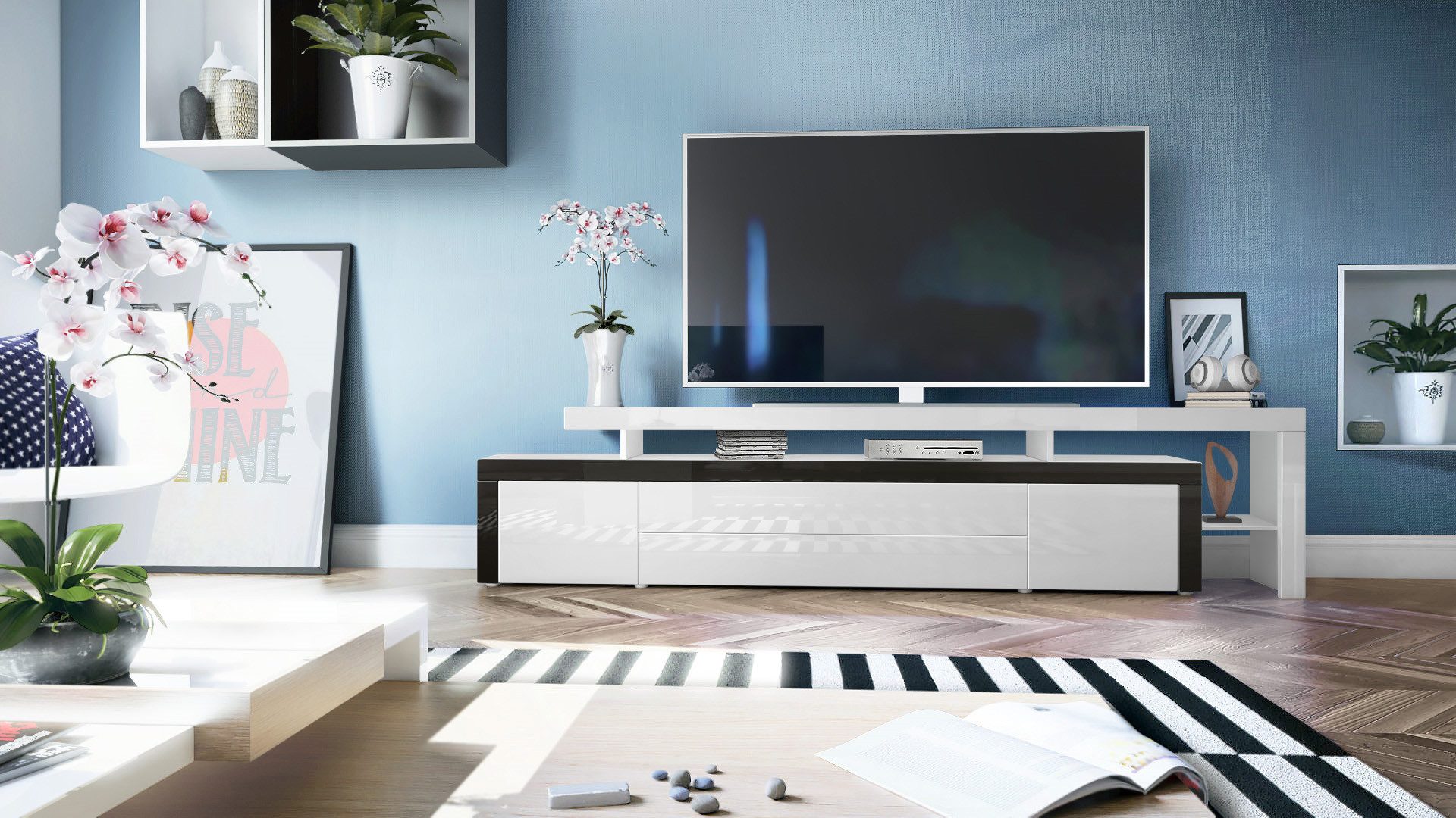 Vladon Lowboard Leon (TV-Kommode, mit zwei Türen, zwei Schubkästen und eine günstig online kaufen