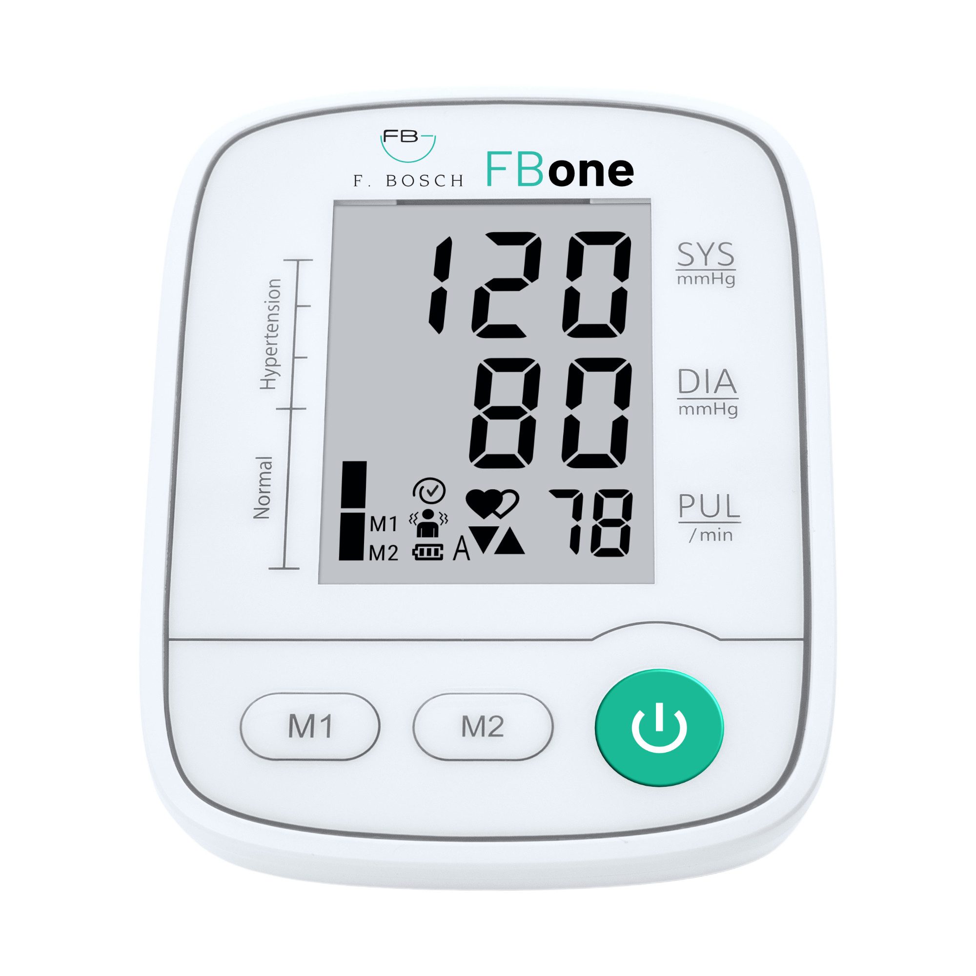 F. BOSCH MEDIZINTECHNIK GERMANY Oberarm-Blutdruckmessgerät FBone, Klinisch validiert BIHS und StrideBP, Arrhythmieerkennung, USB-C