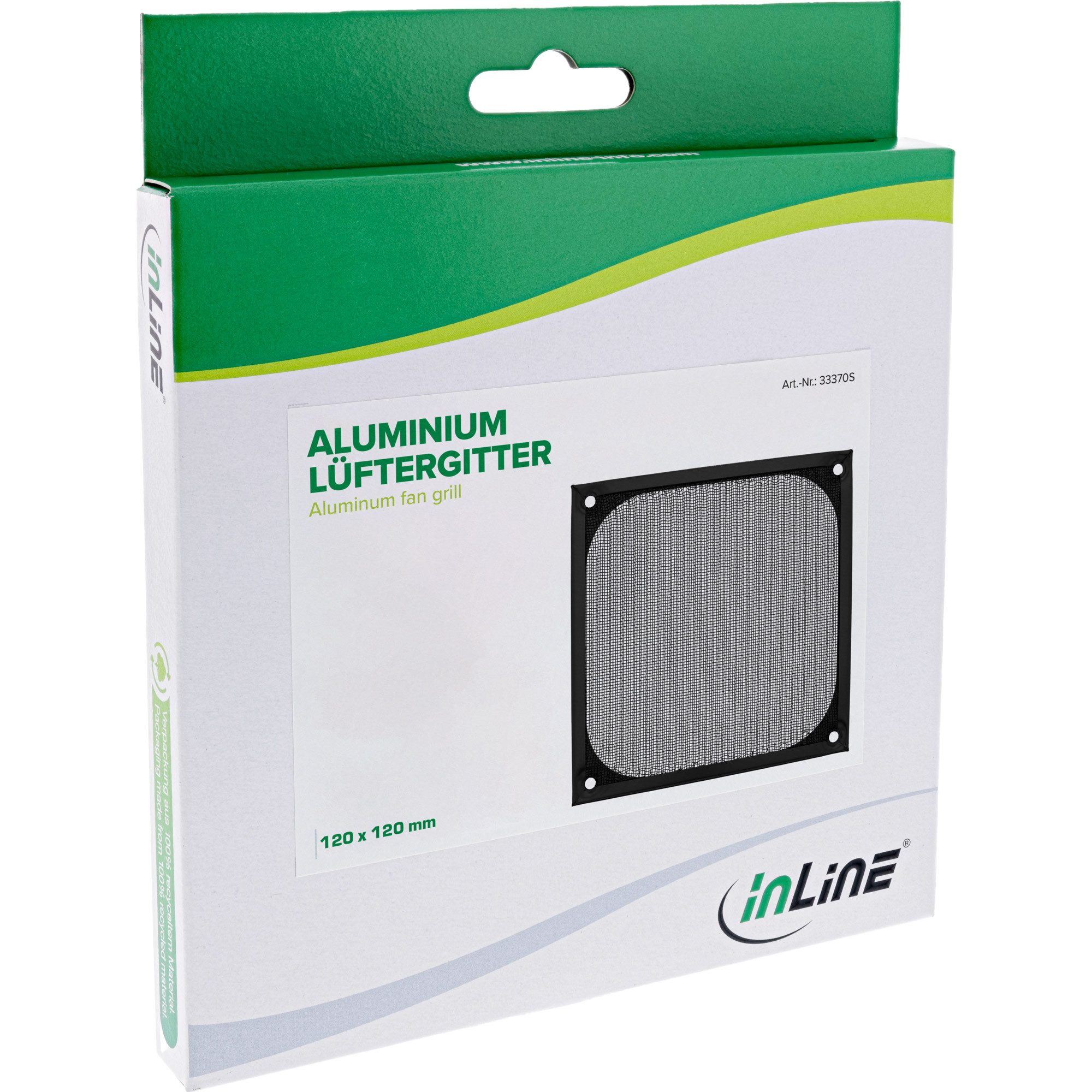 Inline Lüftungsgitter InLine® Lüftergitter, Aluminium Filter, 120x120mm, schwarz