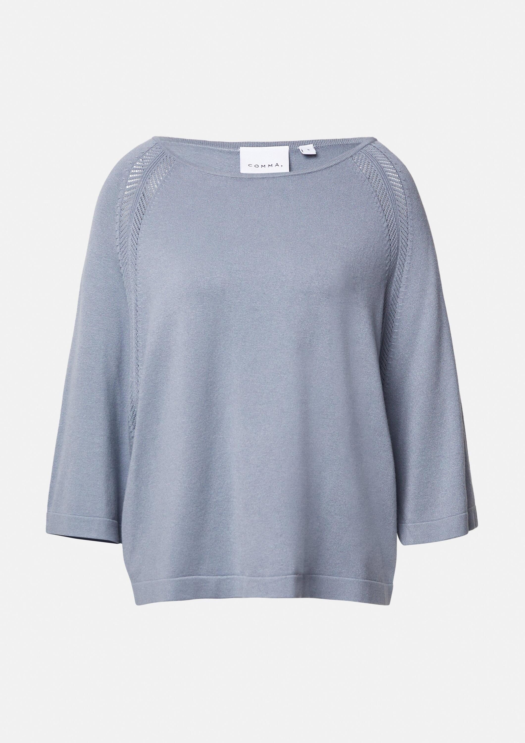 comma 3/4 Arm-Pullover Strickpullover Oversized Pullover aus Feinstrick mit Lochmuster
