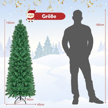 COSTWAY Künstlicher Weihnachtsbaum, 150cm in Glasfaseroptik, 361 Zweigspitze