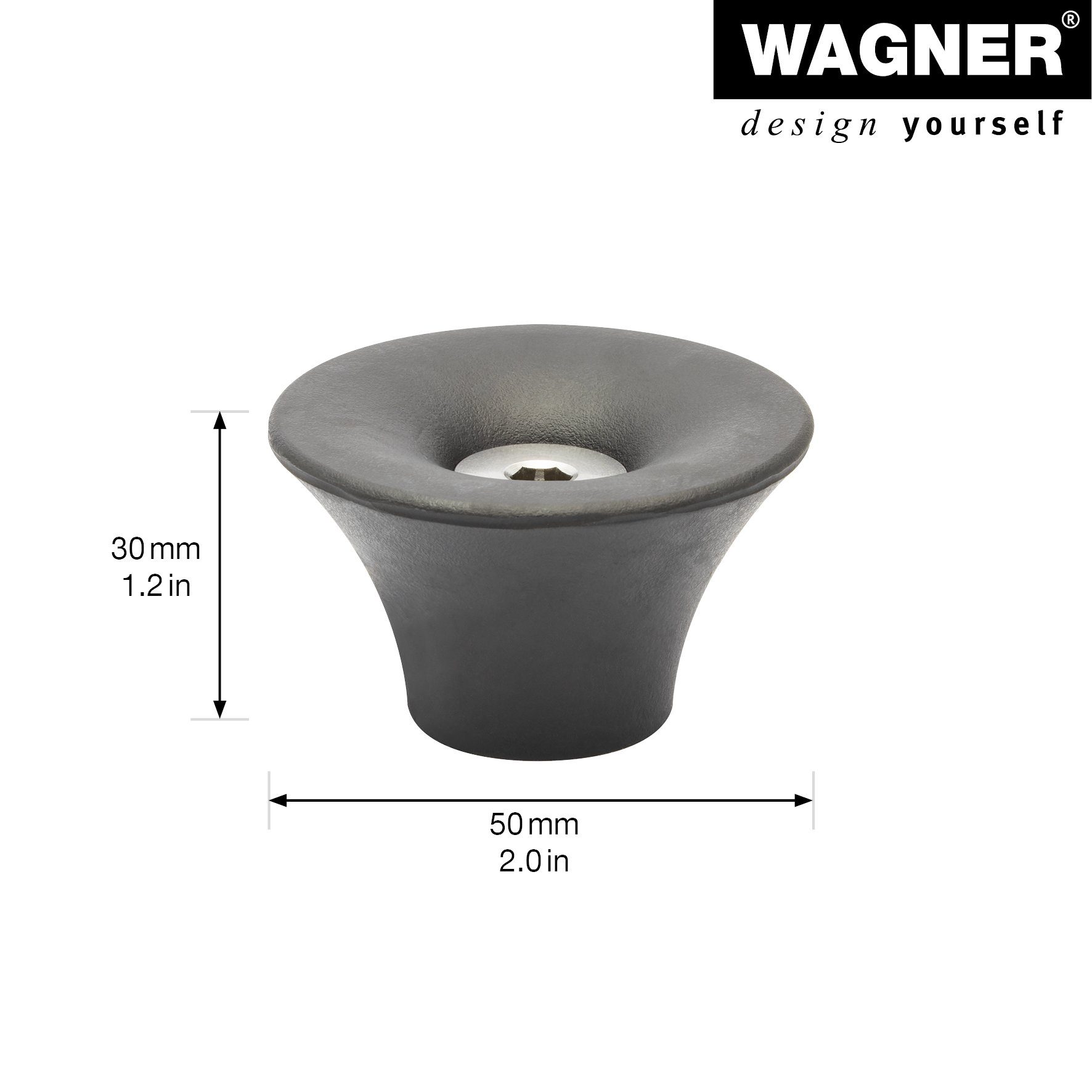 WAGNER design yourself Türstopper Boden-/Wandtürstopper Retro OURDOOR - Ø 50 x 30 mm, diverse Formen, Stopper aus hochwertigem Vollgummi & Edelstahlschraube