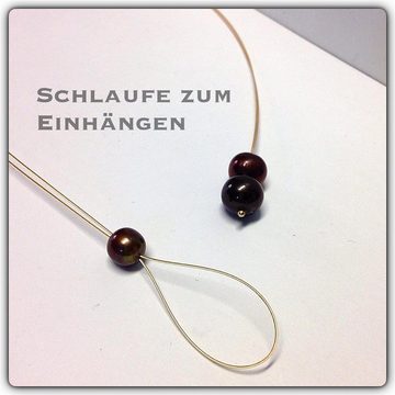 Edelschmiede925 Collier Edelschmiede925 Perlenschmuck modern auf Stahlseil 2Tragevarianten