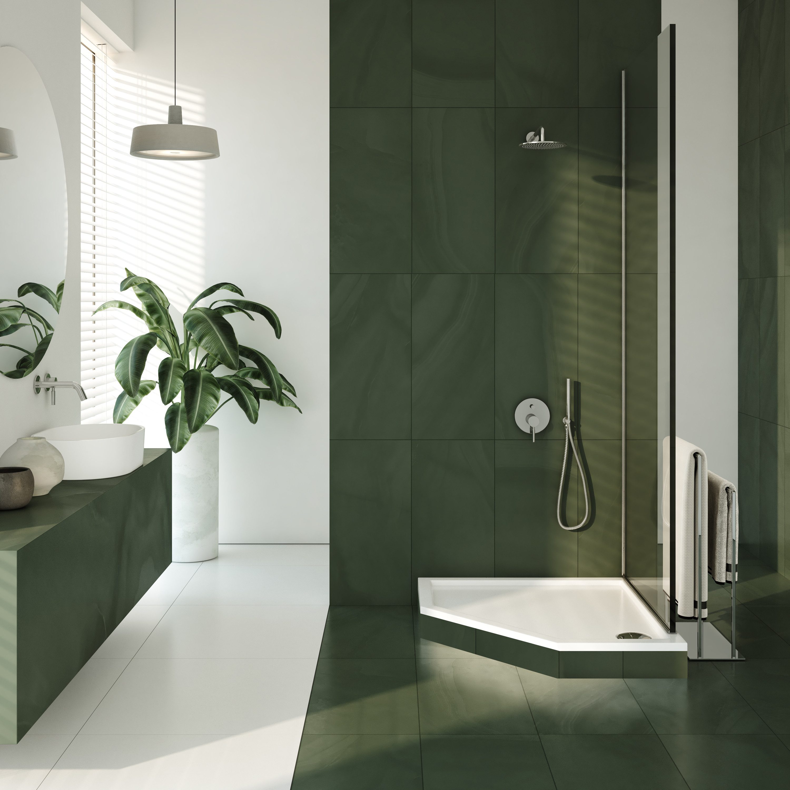 Aquabad® Duschwanne BASIC Smooth White, Fünfeck, Acryl, 1-St., Duschwanne + Styroporträger, 90x90 cm