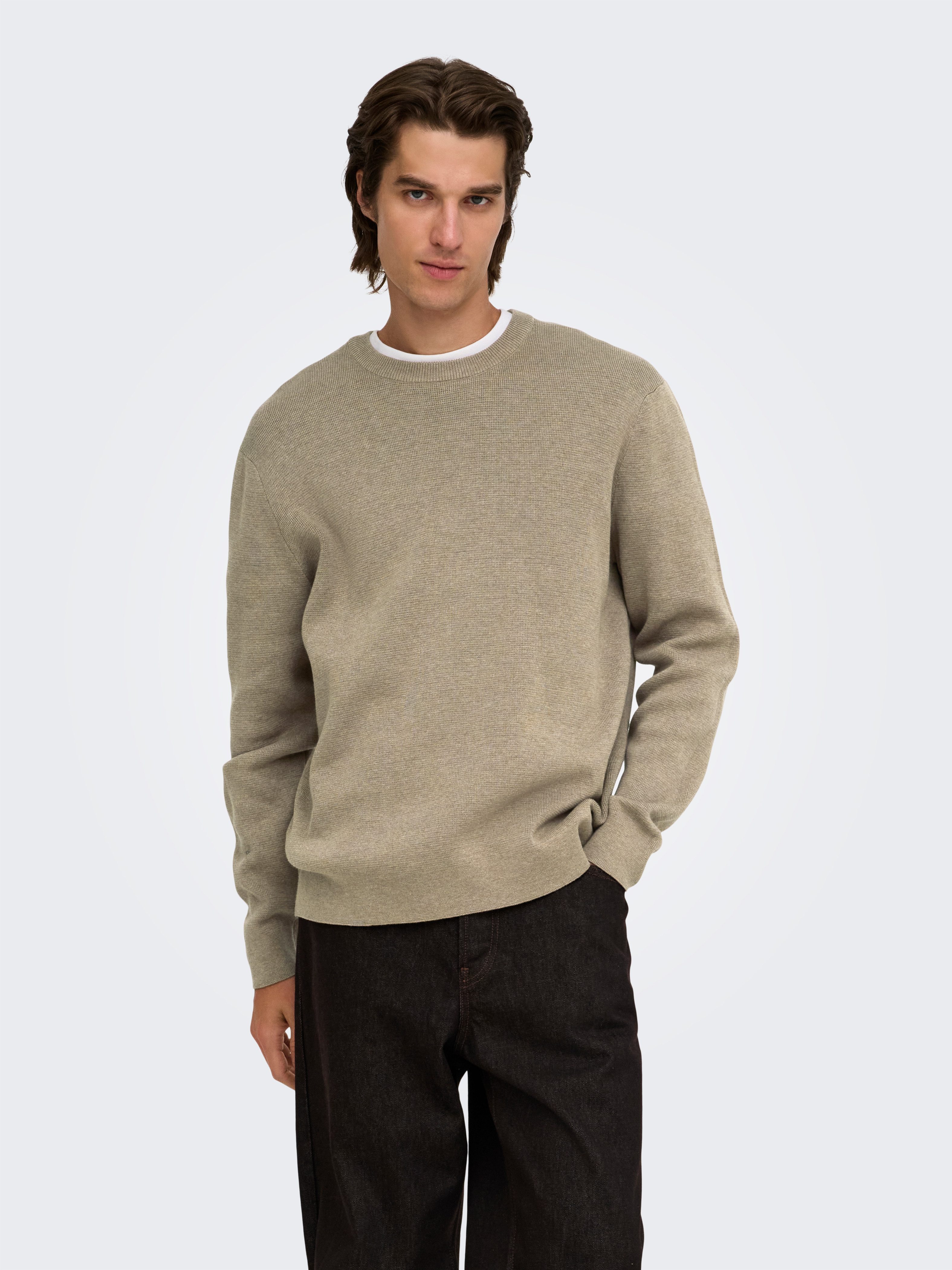 ONLY & SONS Strickpullover ONSTING RLX CREW NECK KNIT NOOS Baumwolle, relaxed fit